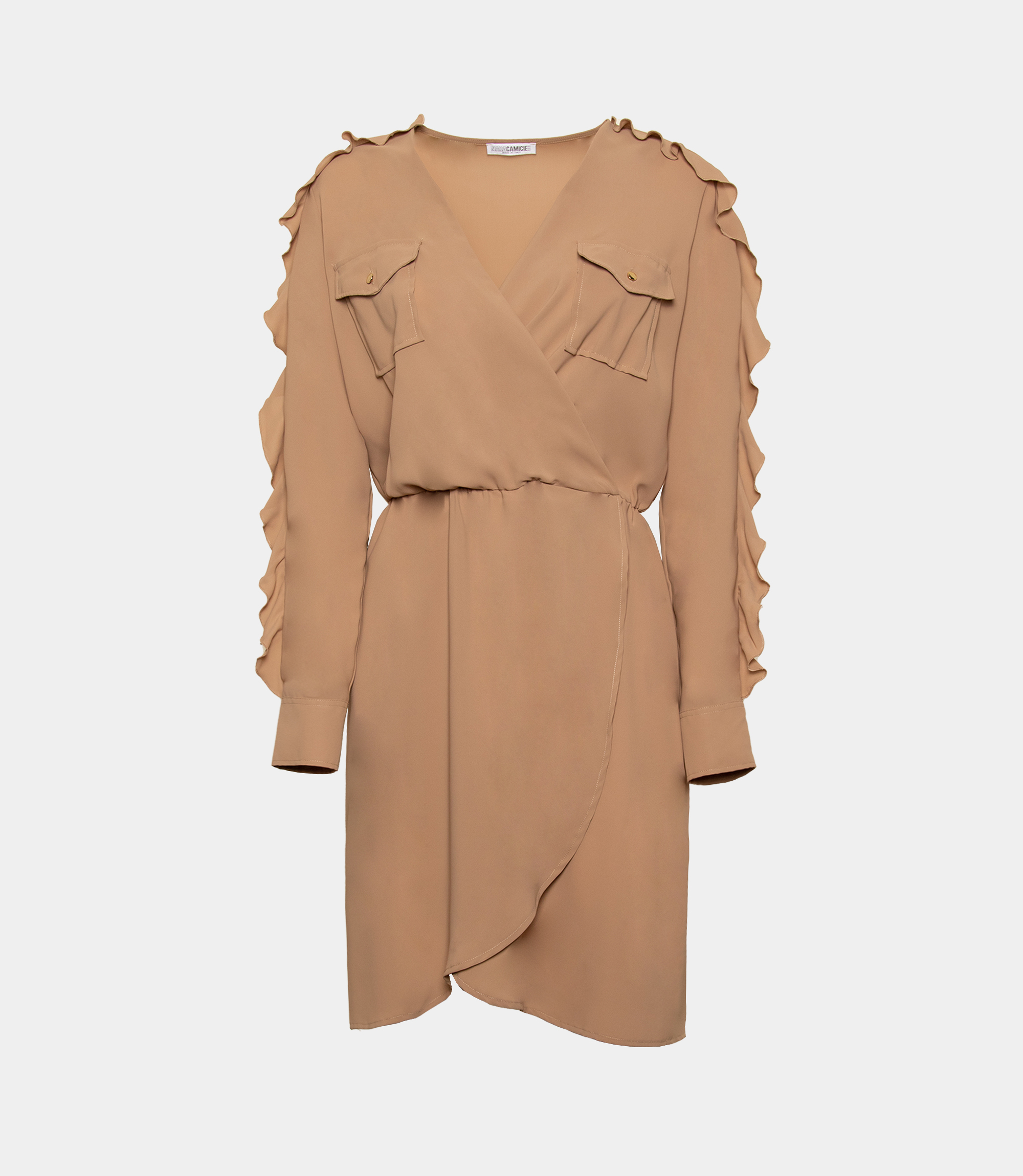 Crisscross dress with rouches - Brown - Nara Milano