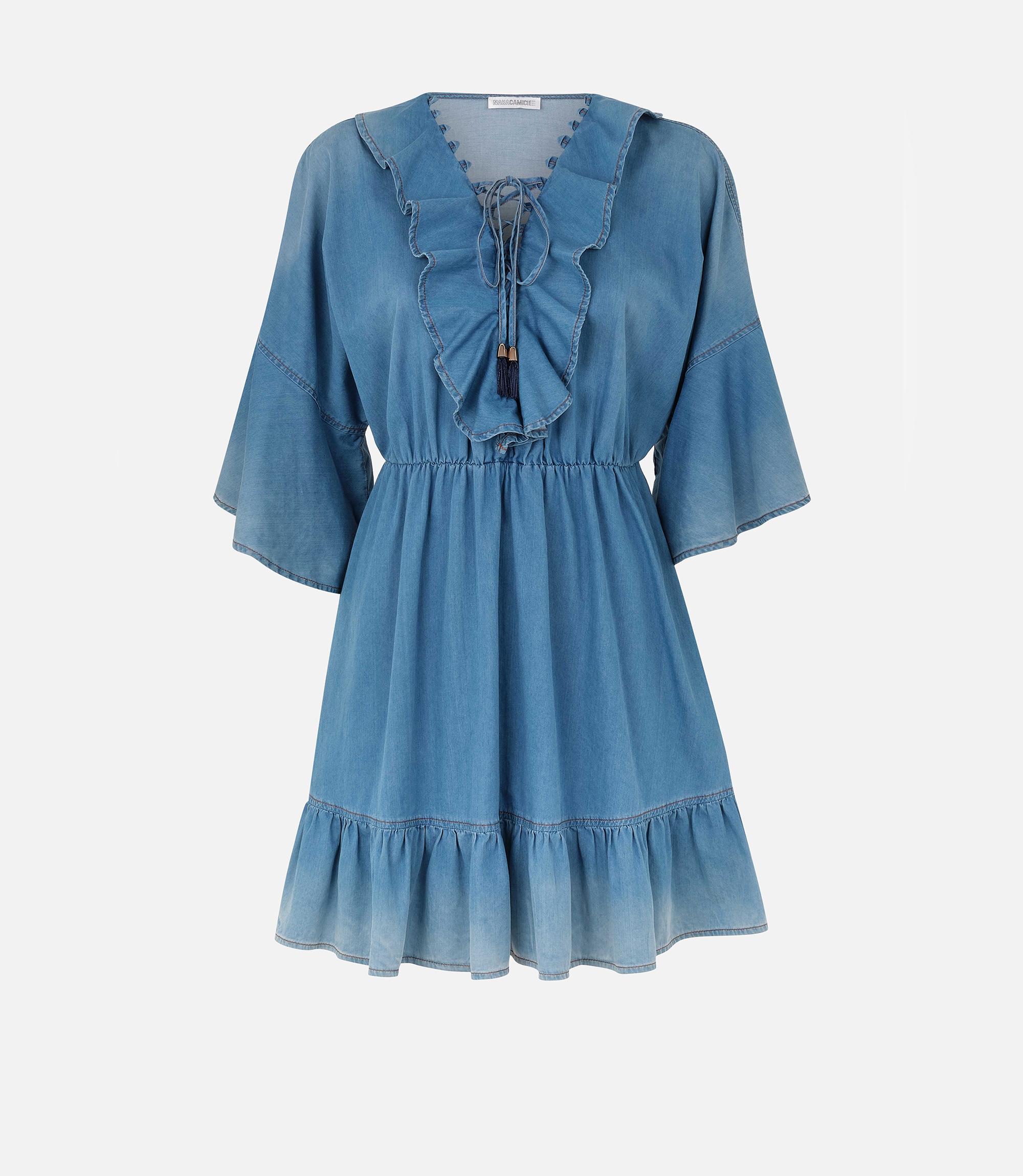 Denim mini dress - BLUE - NaraMilano