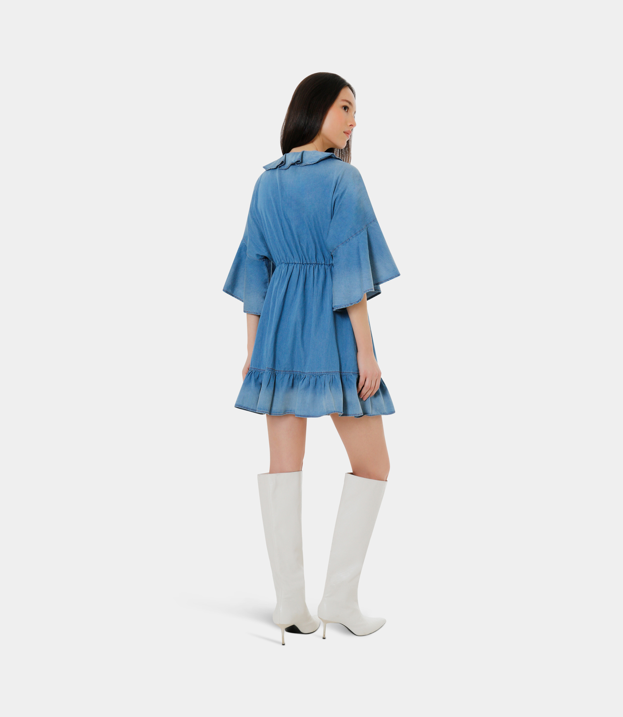 Denim mini dress - BLUE - NaraMilano