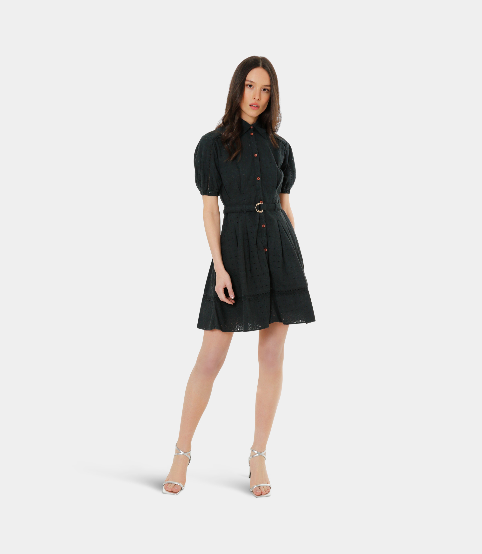 Dress with balloon sleeves - BLACK - NaraMilano