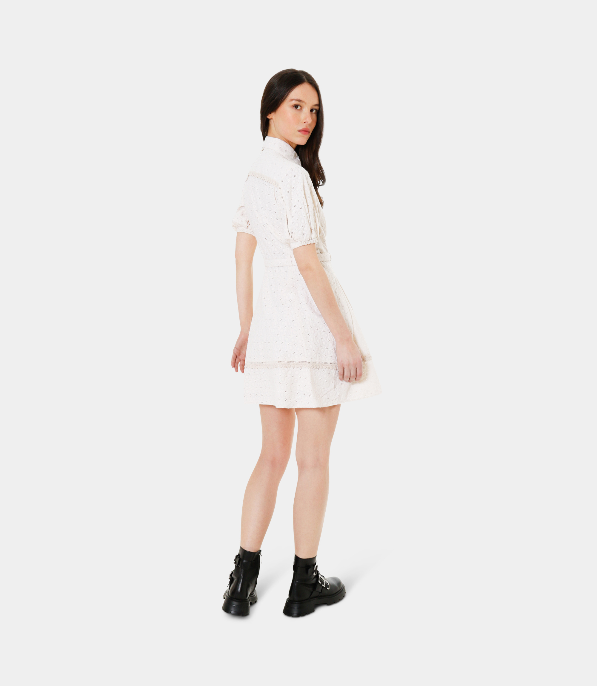 Dress with balloon sleeves - WHITE - NaraMilano