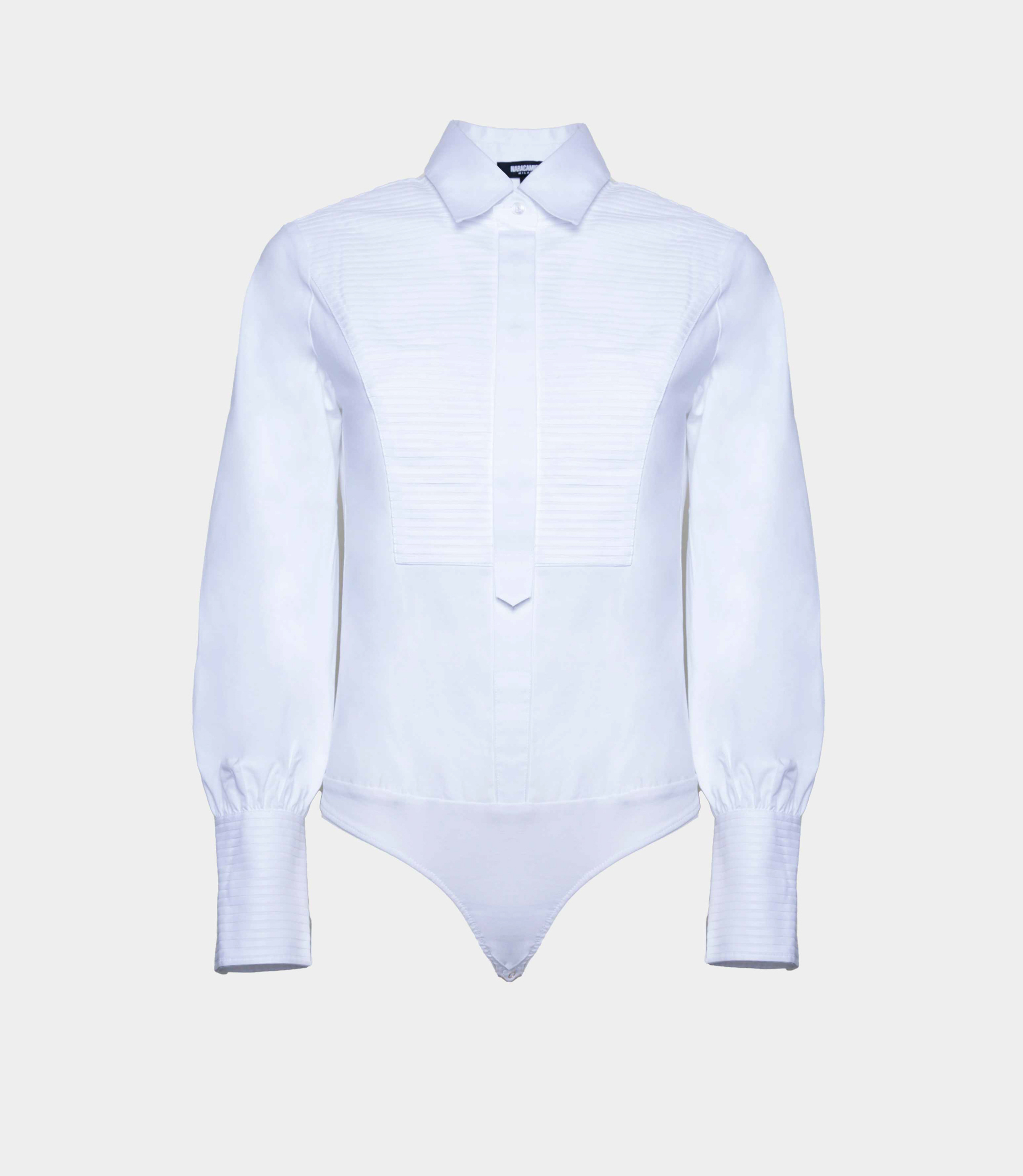 Body shirt with plastron - White - Nara Milano