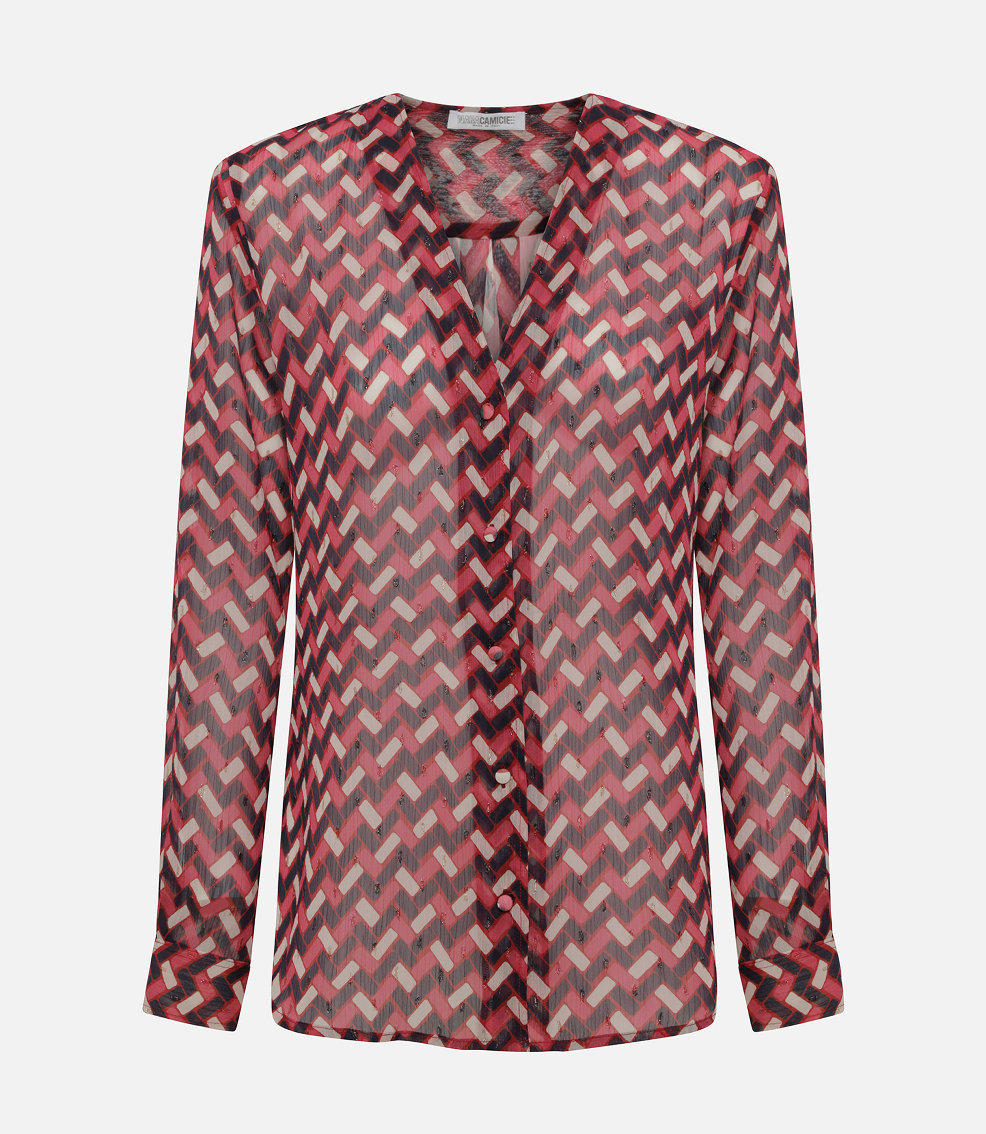 Sash collar shirt - Printed - NaraMilano