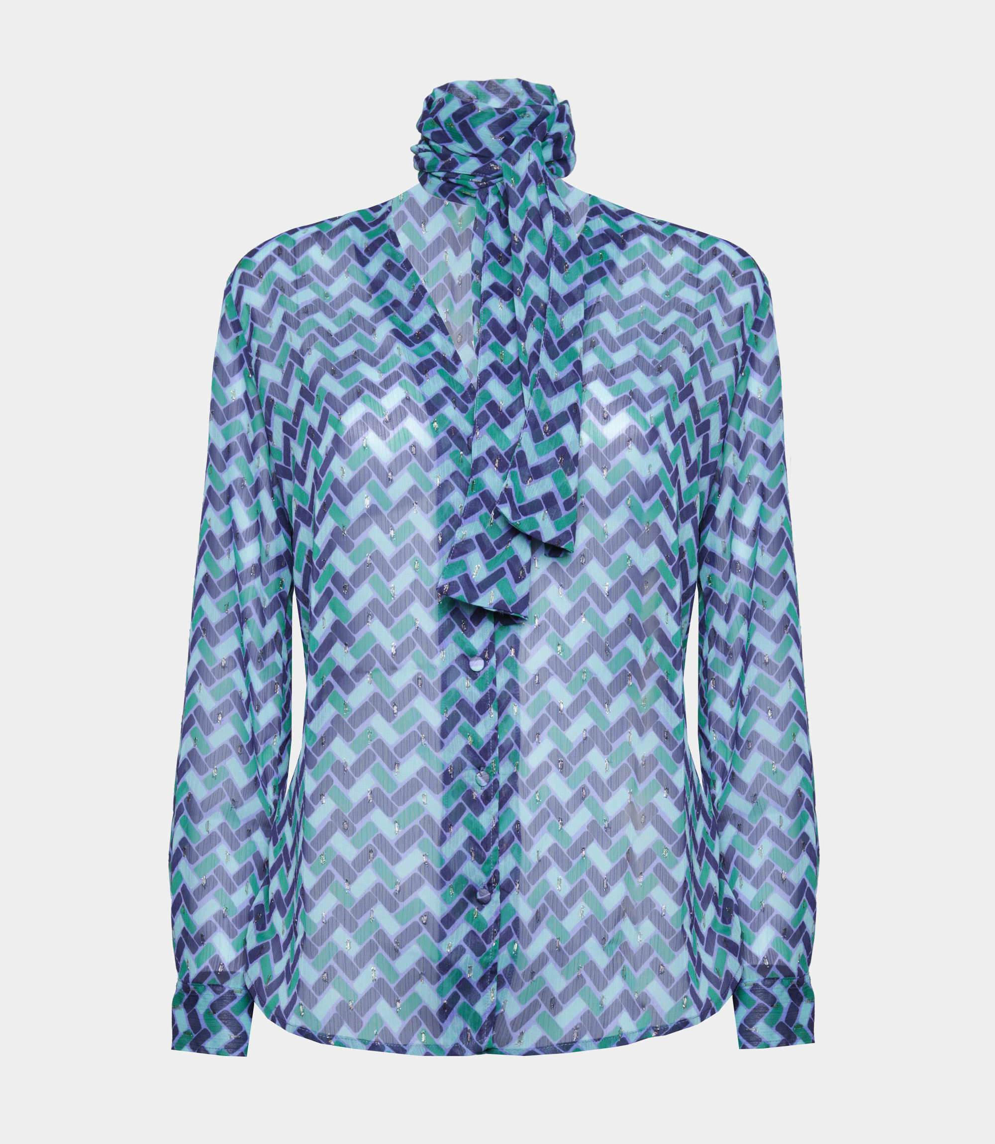 Sash collar shirt - Printed - NaraMilano