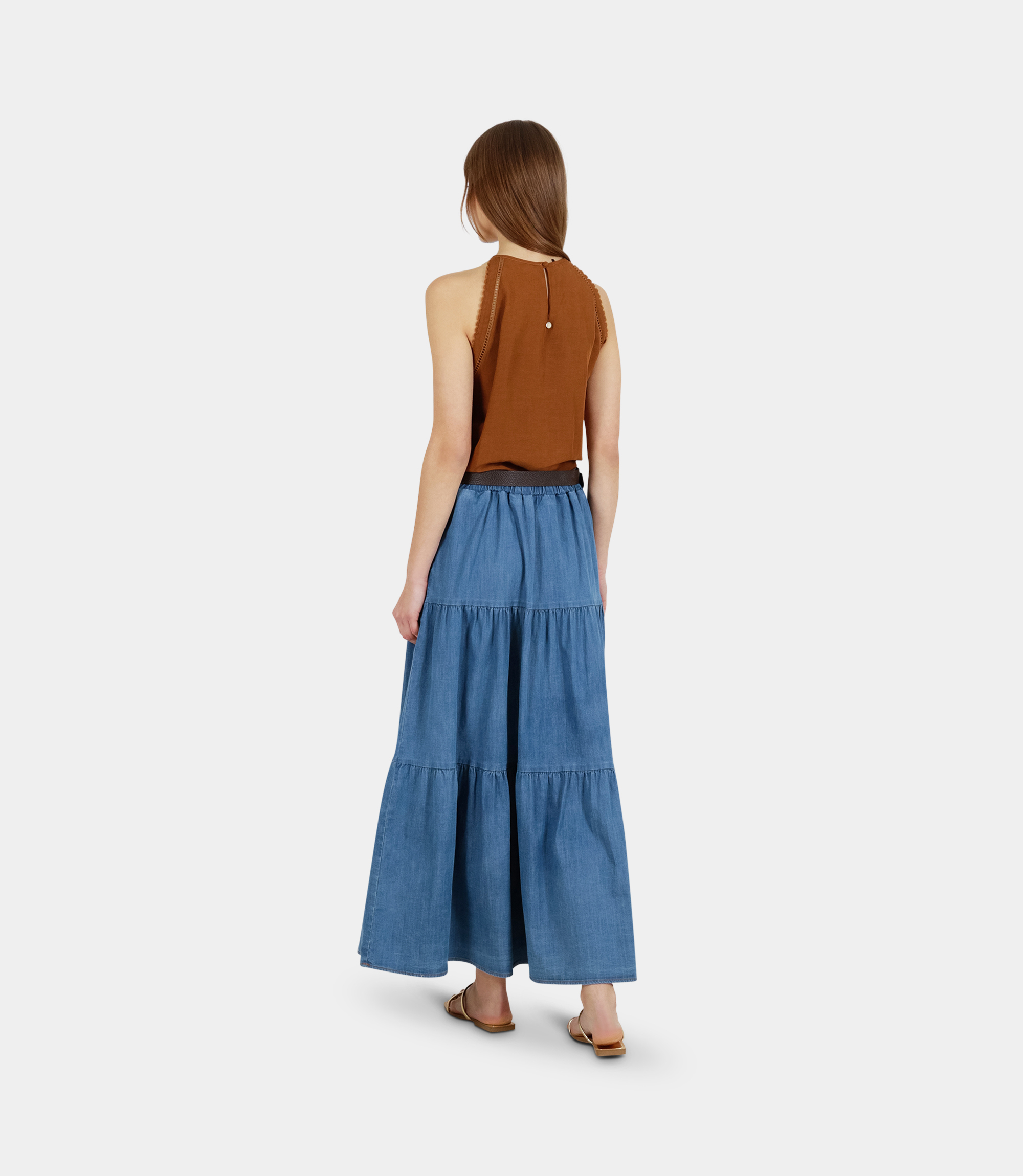 Long denim skirt - BLUE - NaraMilano