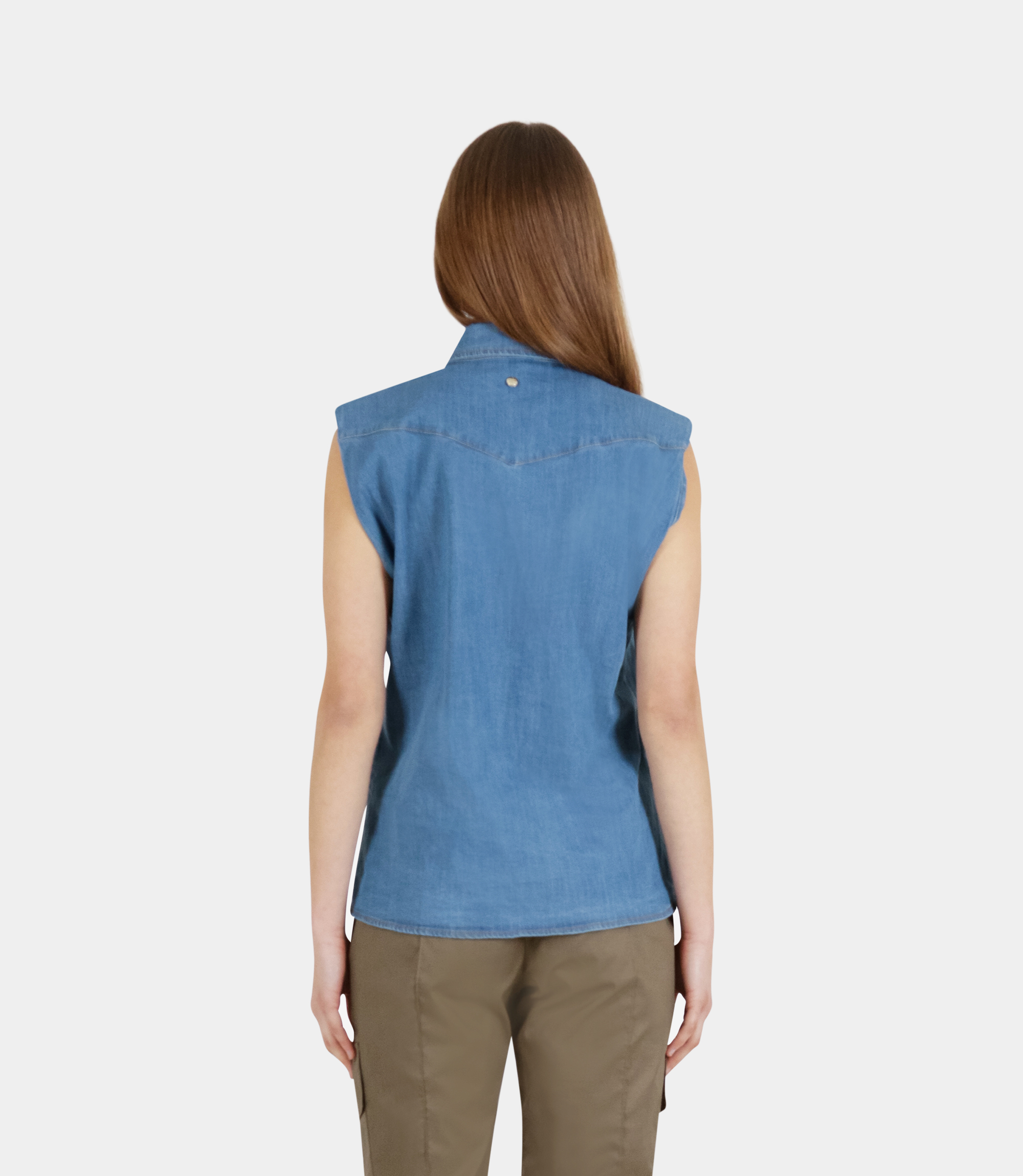 Camicia in denim smanicata - BLUE - NaraMilano
