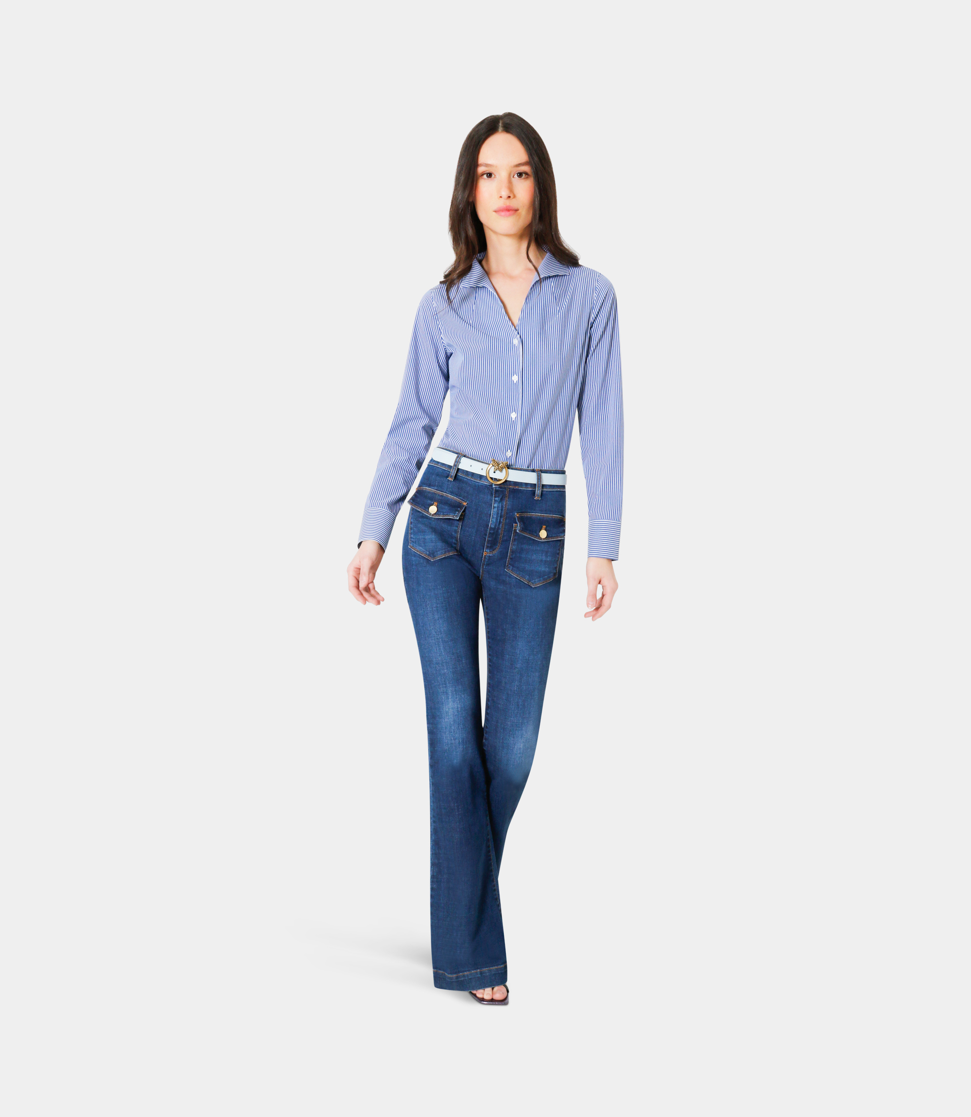 Bootcut denim pants - BLUE - NaraMilano