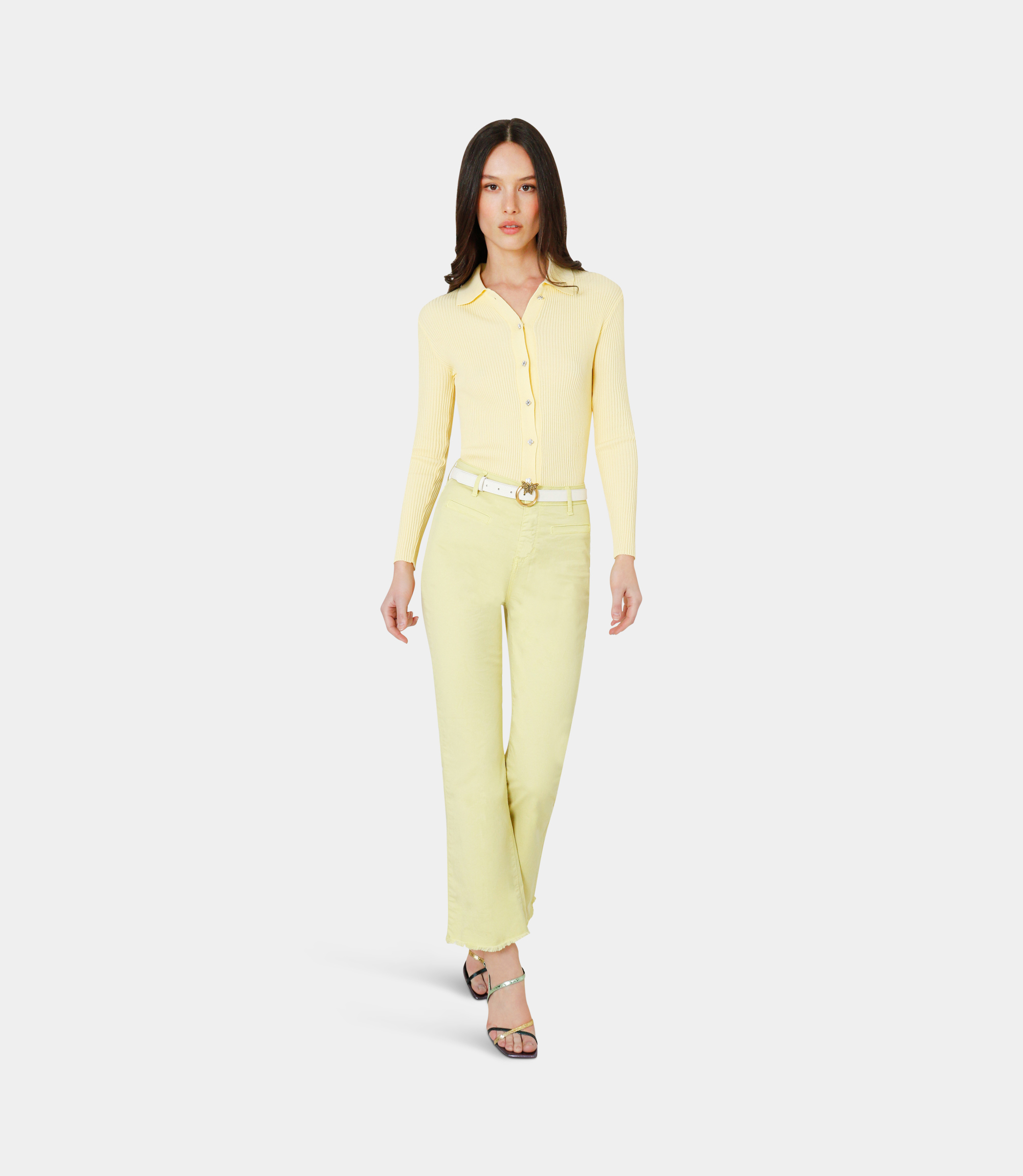 Short bootcut trousers - YELLOW - NaraMilano