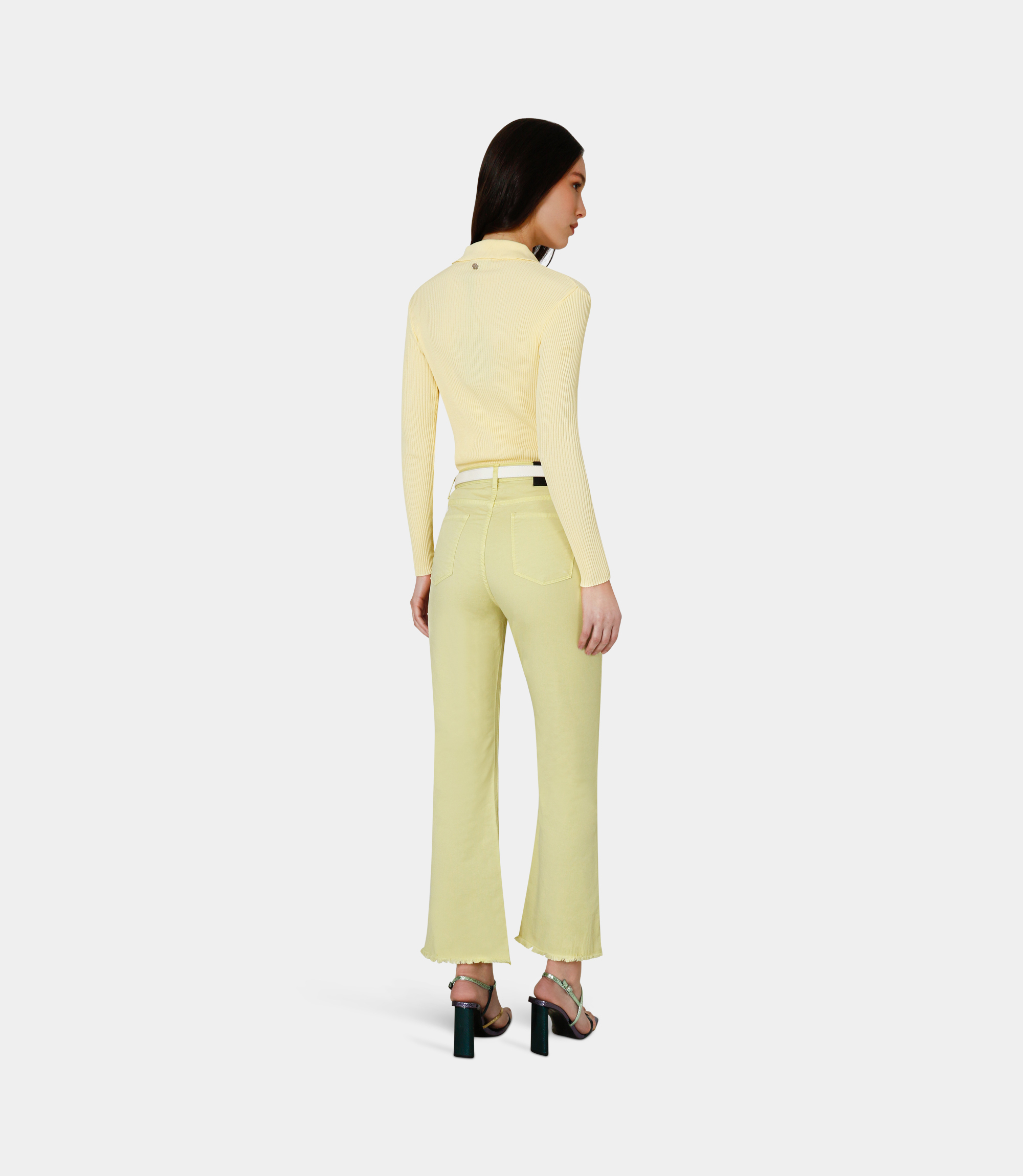 Short bootcut trousers - YELLOW - NaraMilano