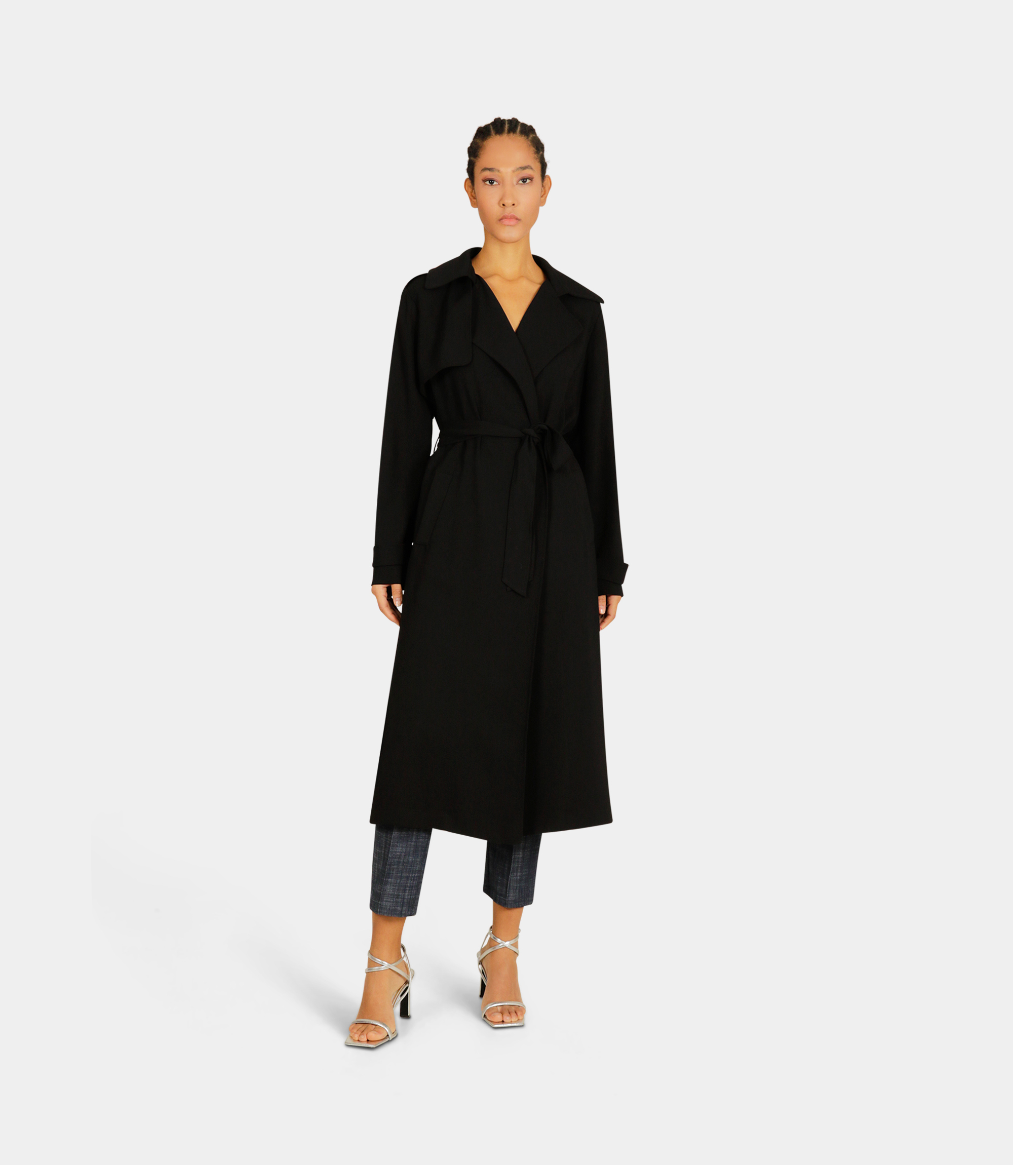 Trench coat with belt - BLACK - NaraMilano