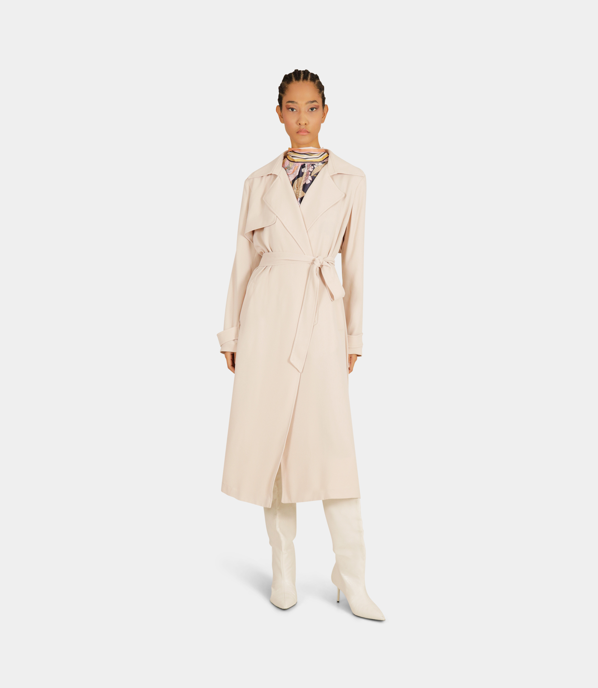 Trench coat with belt - GREY - NaraMilano
