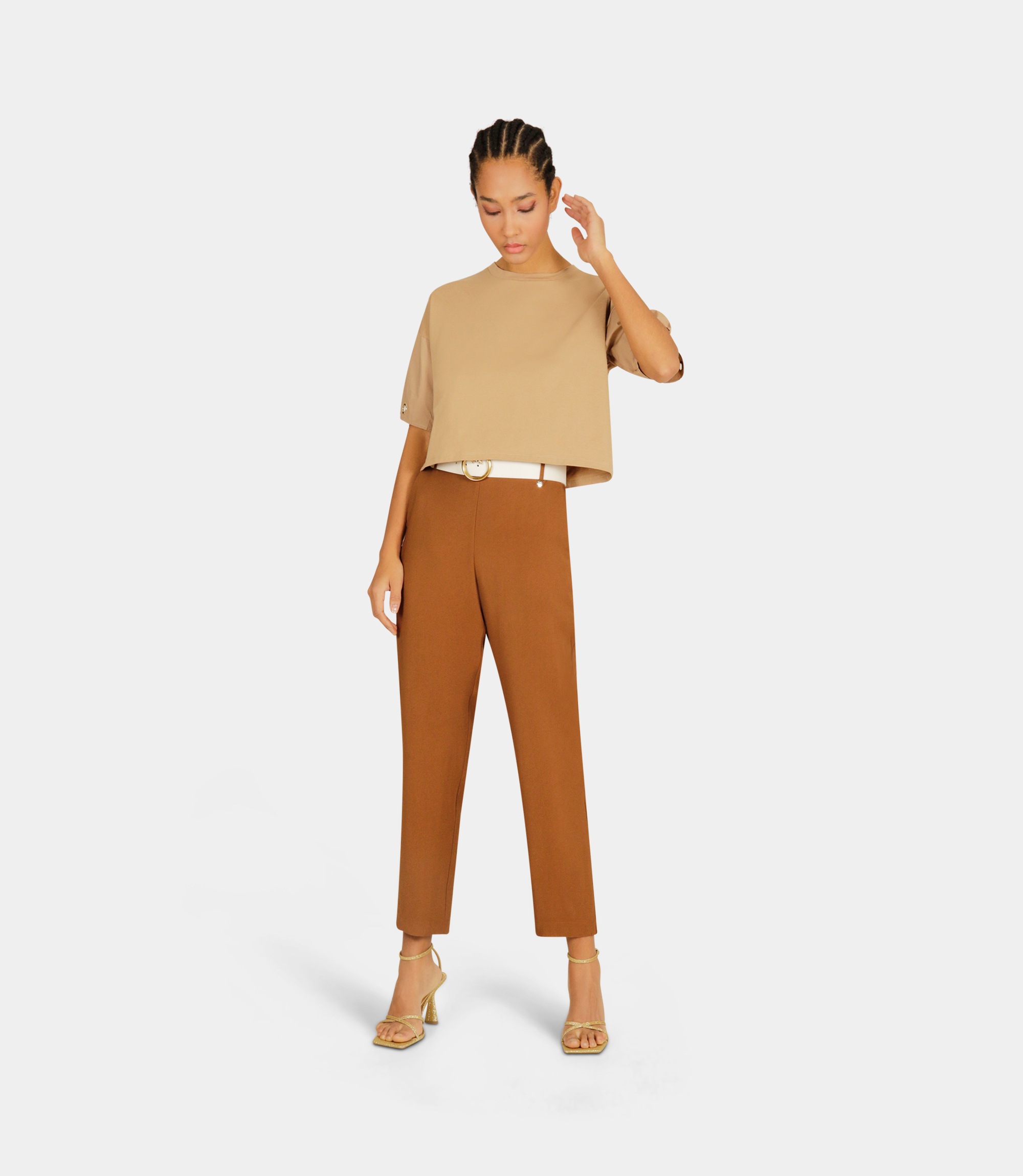 Cropped t-shirt - BROWN - NaraMilano