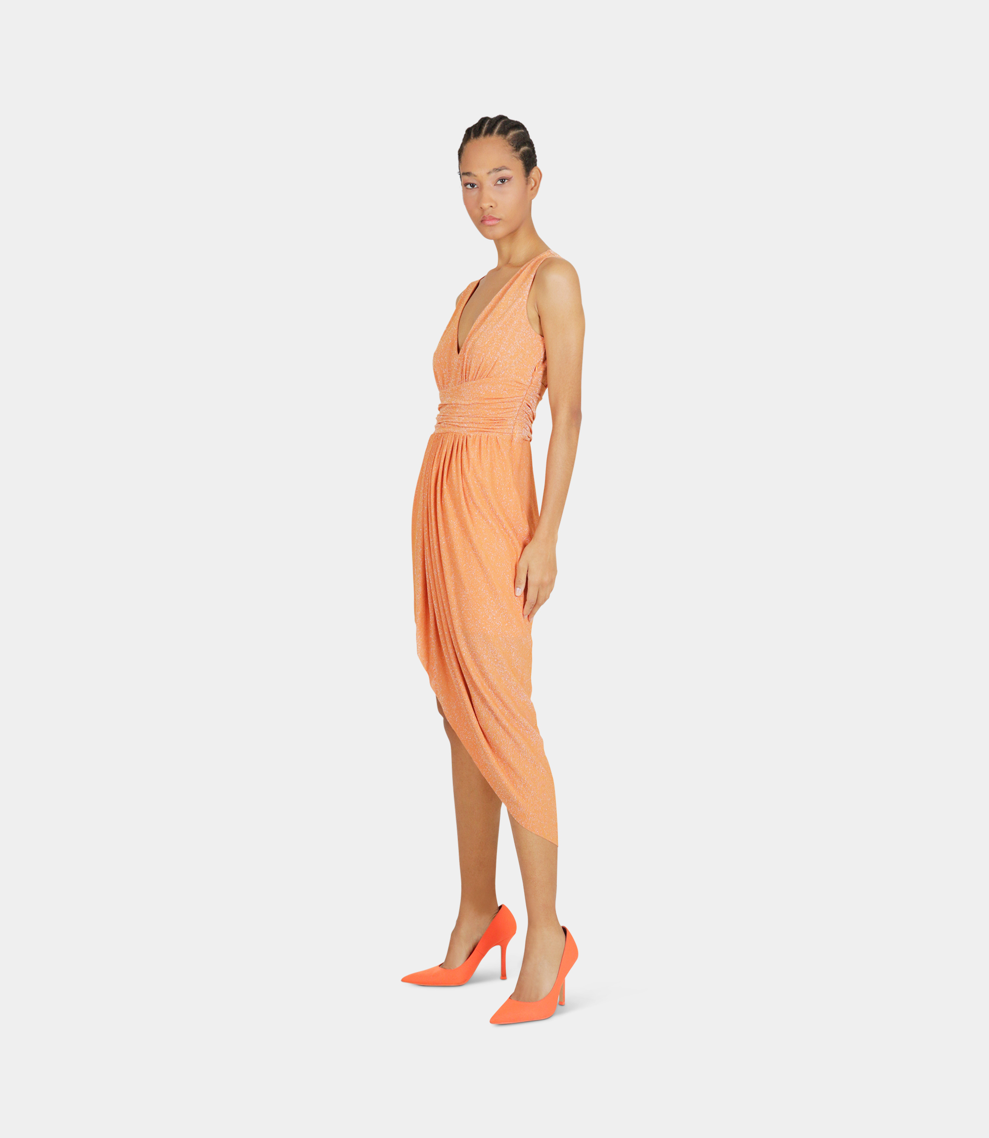 Asymmetrical long dress - ORANGE - NaraMilano