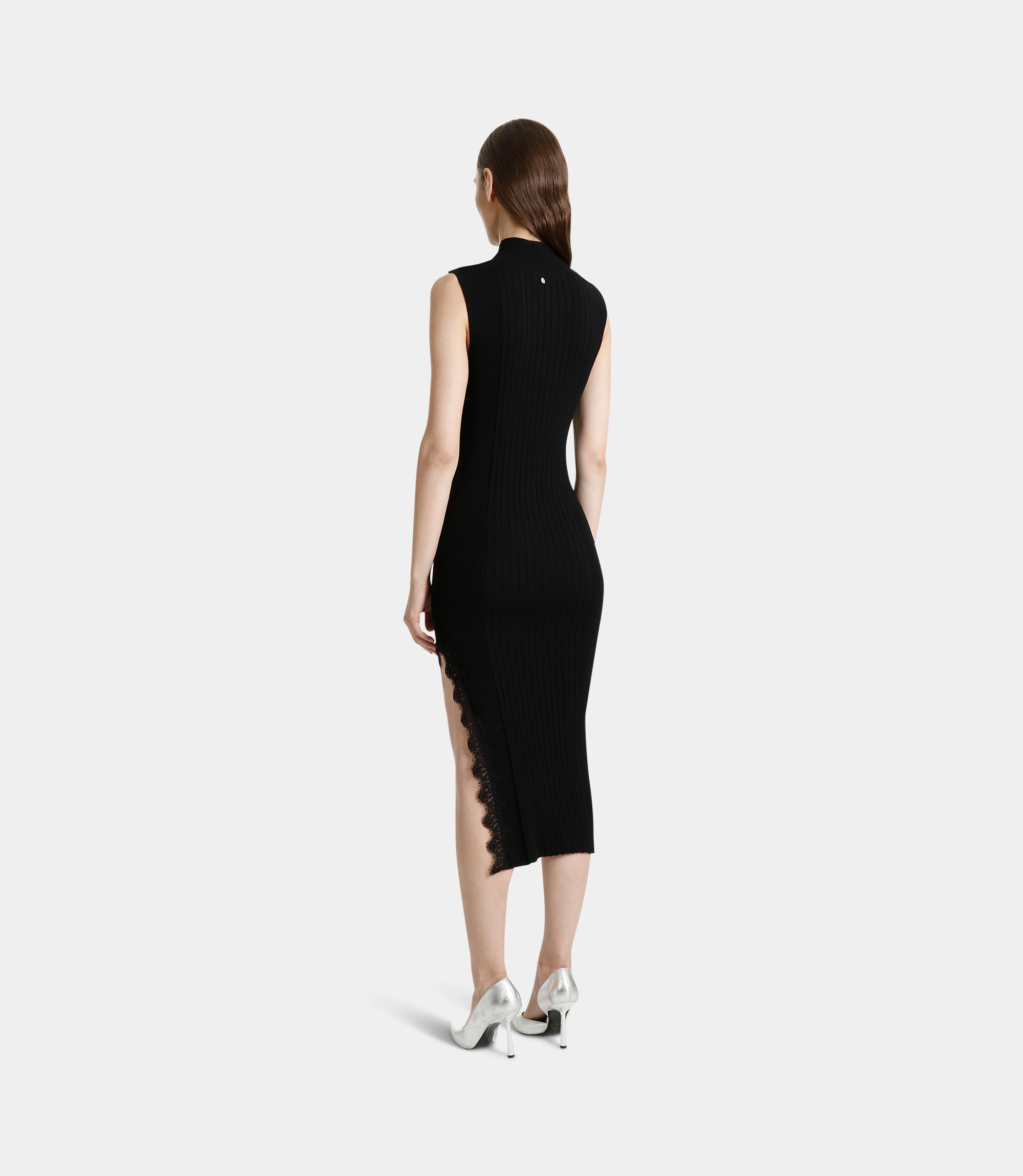 Sleeveless slim knit dress - BLACK - NaraMilano