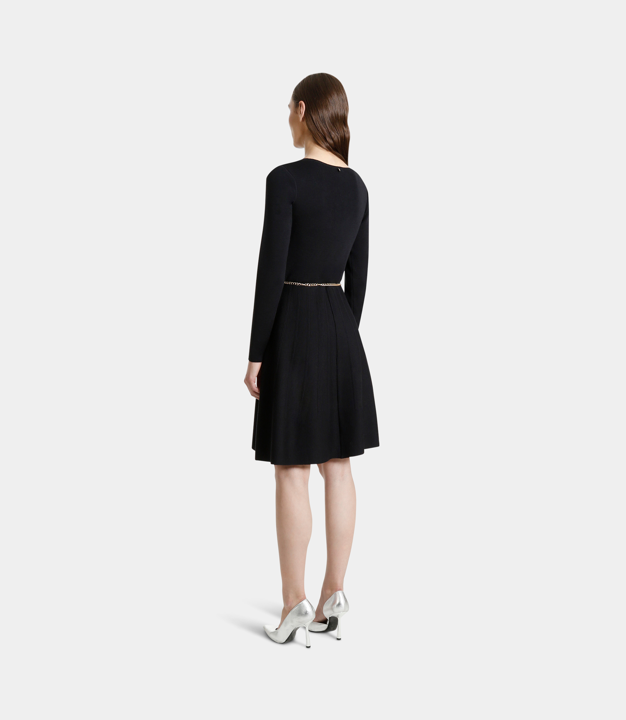 Short slim dress with waist belt - BLACK - NaraMilano