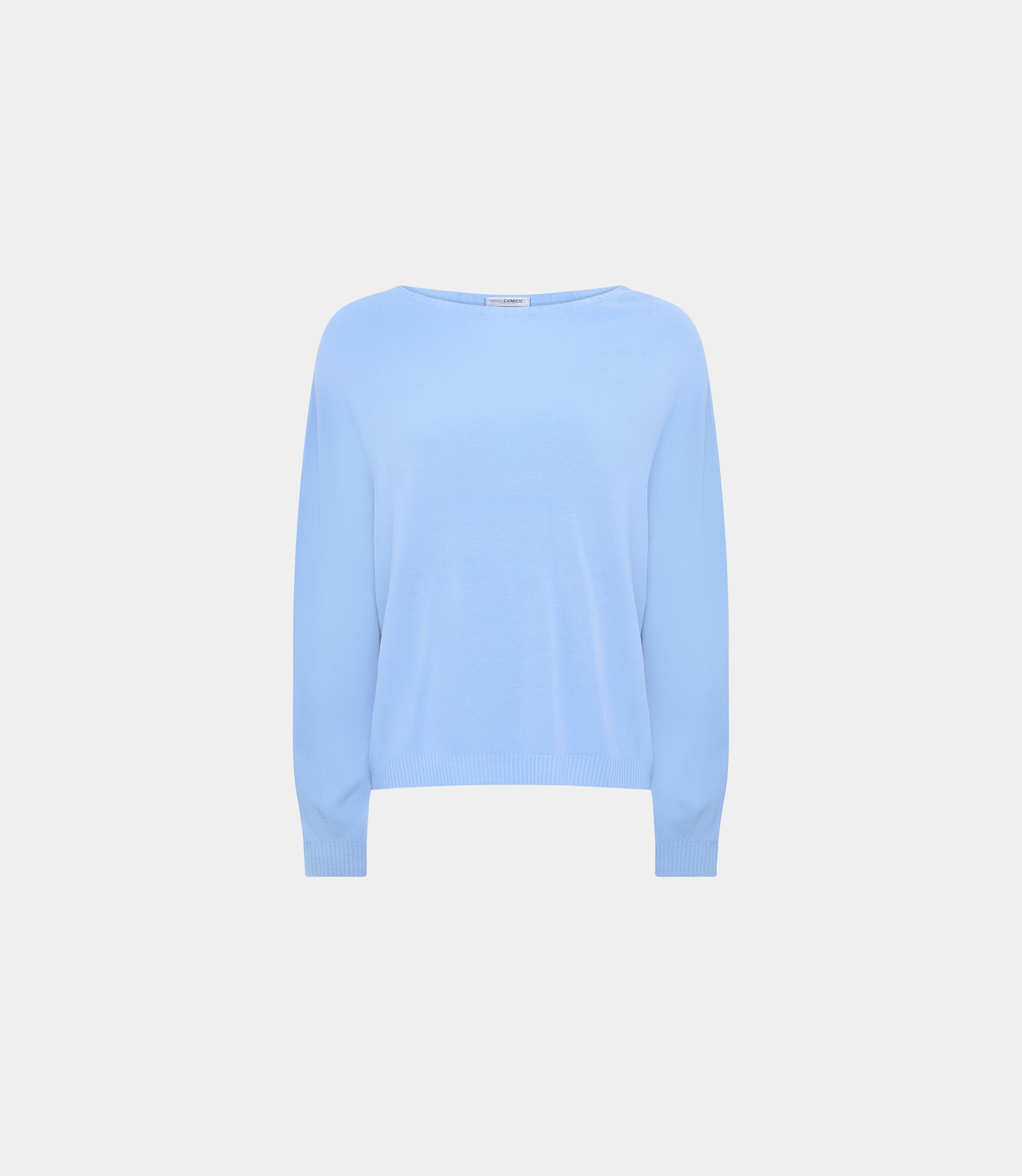 Cropped crew neck sweater - BLUE - NaraMilano
