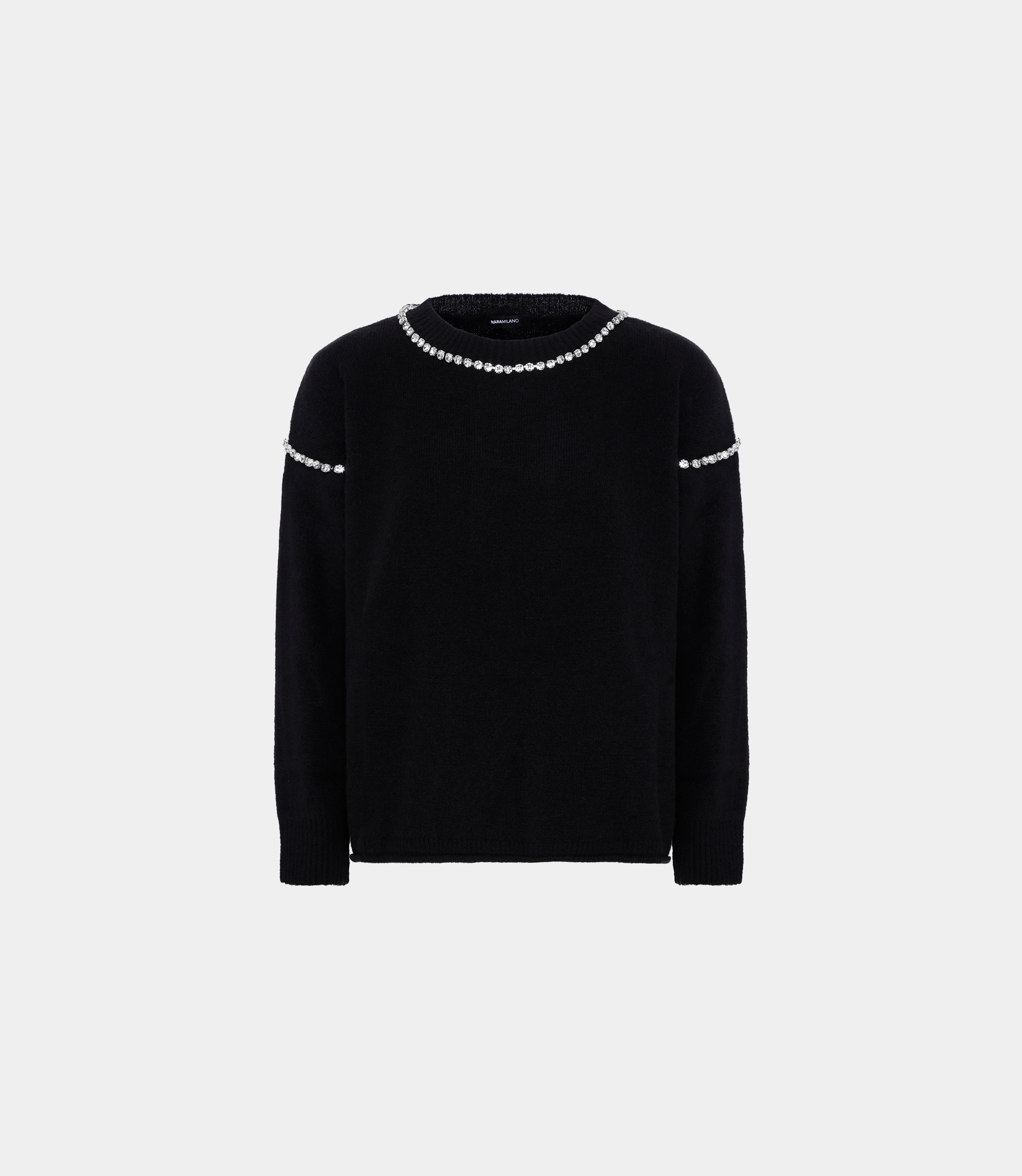 Oversized sweater with rhinestones - BLACK - NaraMilano