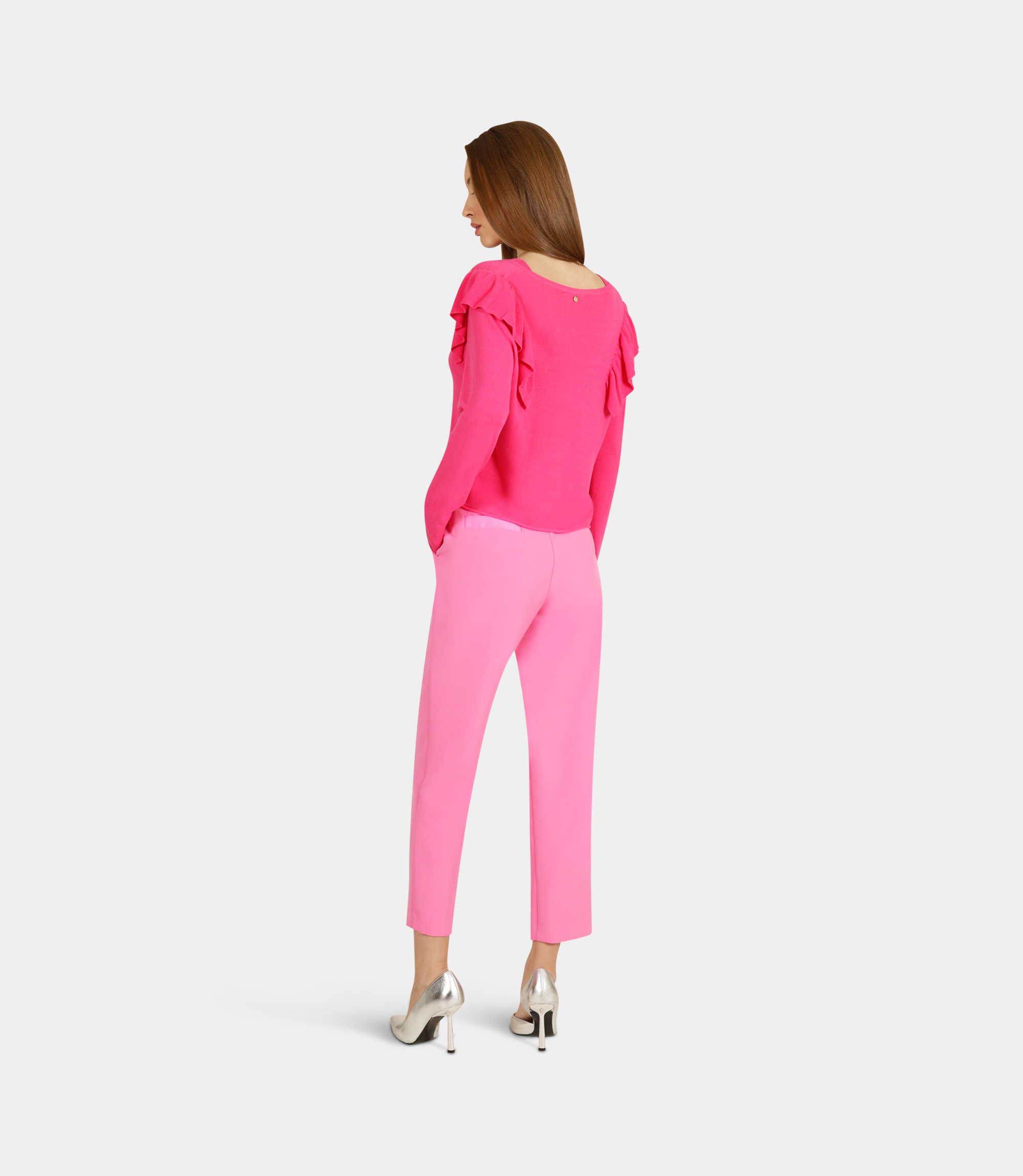 Sweater with ruffles on the shoulders - PINK - NaraMilano