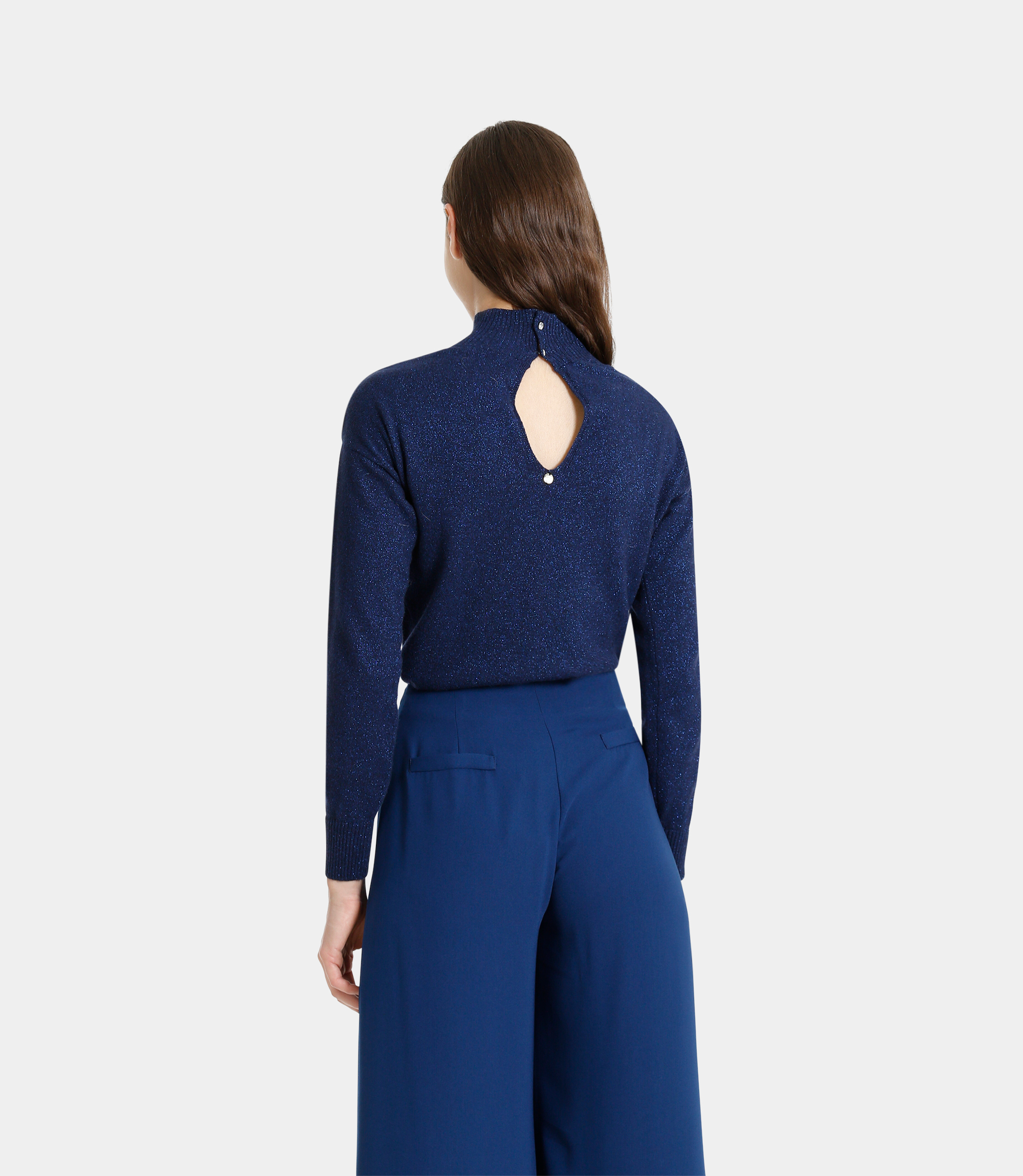 Jumper with V neck - BLUE - NaraMilano