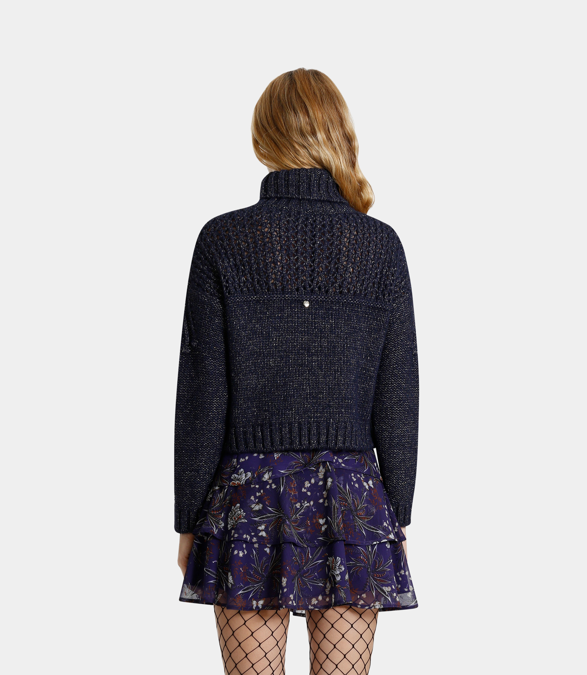 Openwork pattern sweater - BLUE - NaraMilano