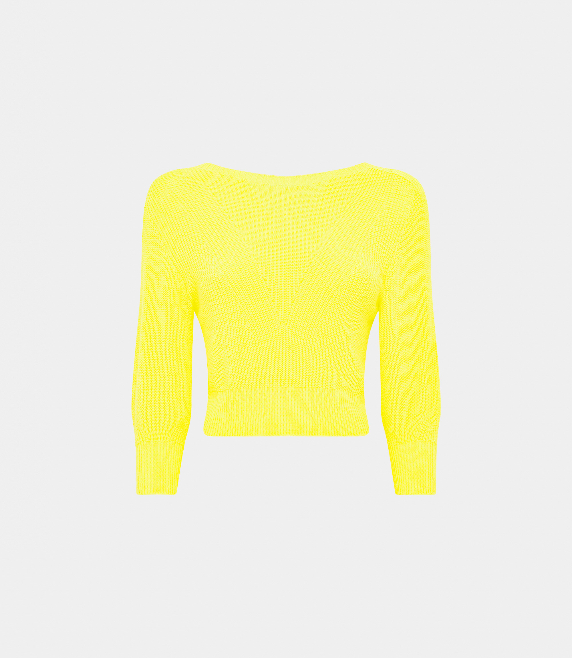 Cropped crew neck sweater - YELLOW - NaraMilano