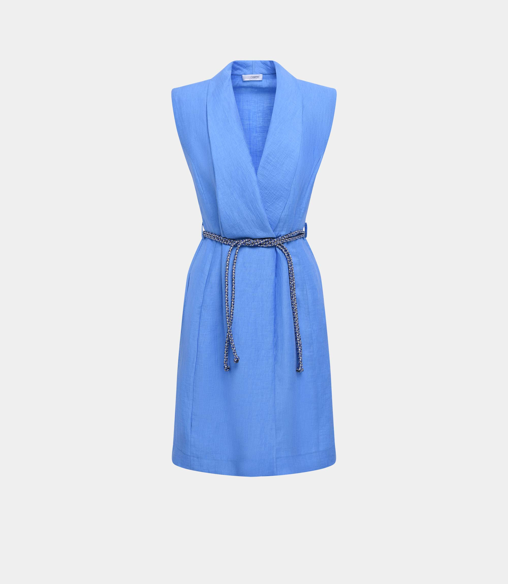 Mini abito smanicato con cintura - BLUE - NaraMilano