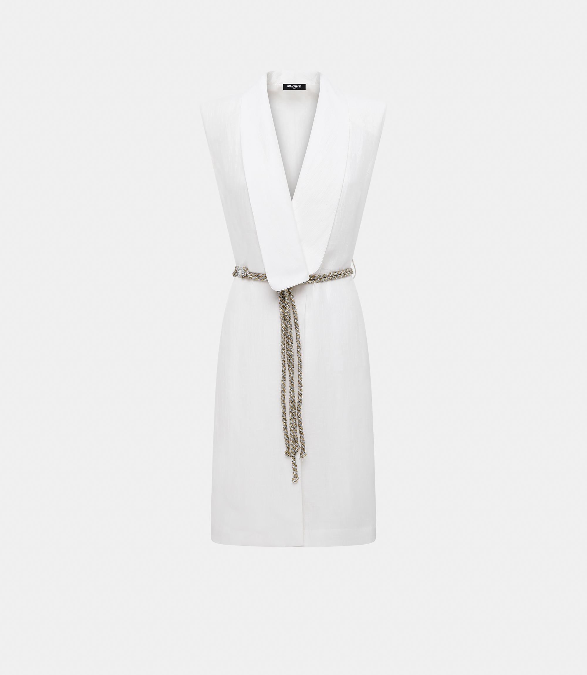 Sleeveless mini dress with belt - WHITE - NaraMilano
