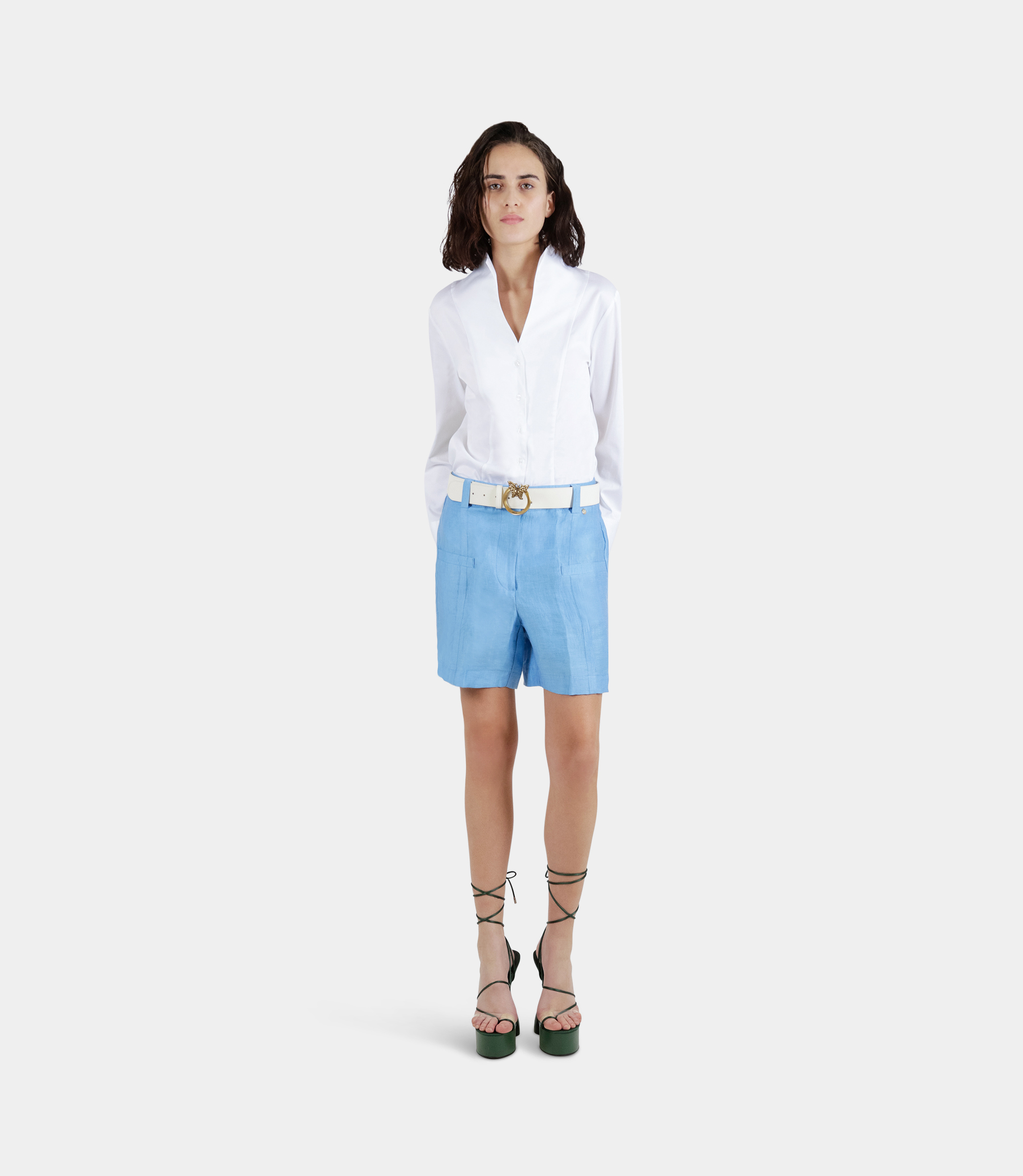 High-waisted shorts - BLUE - NaraMilano