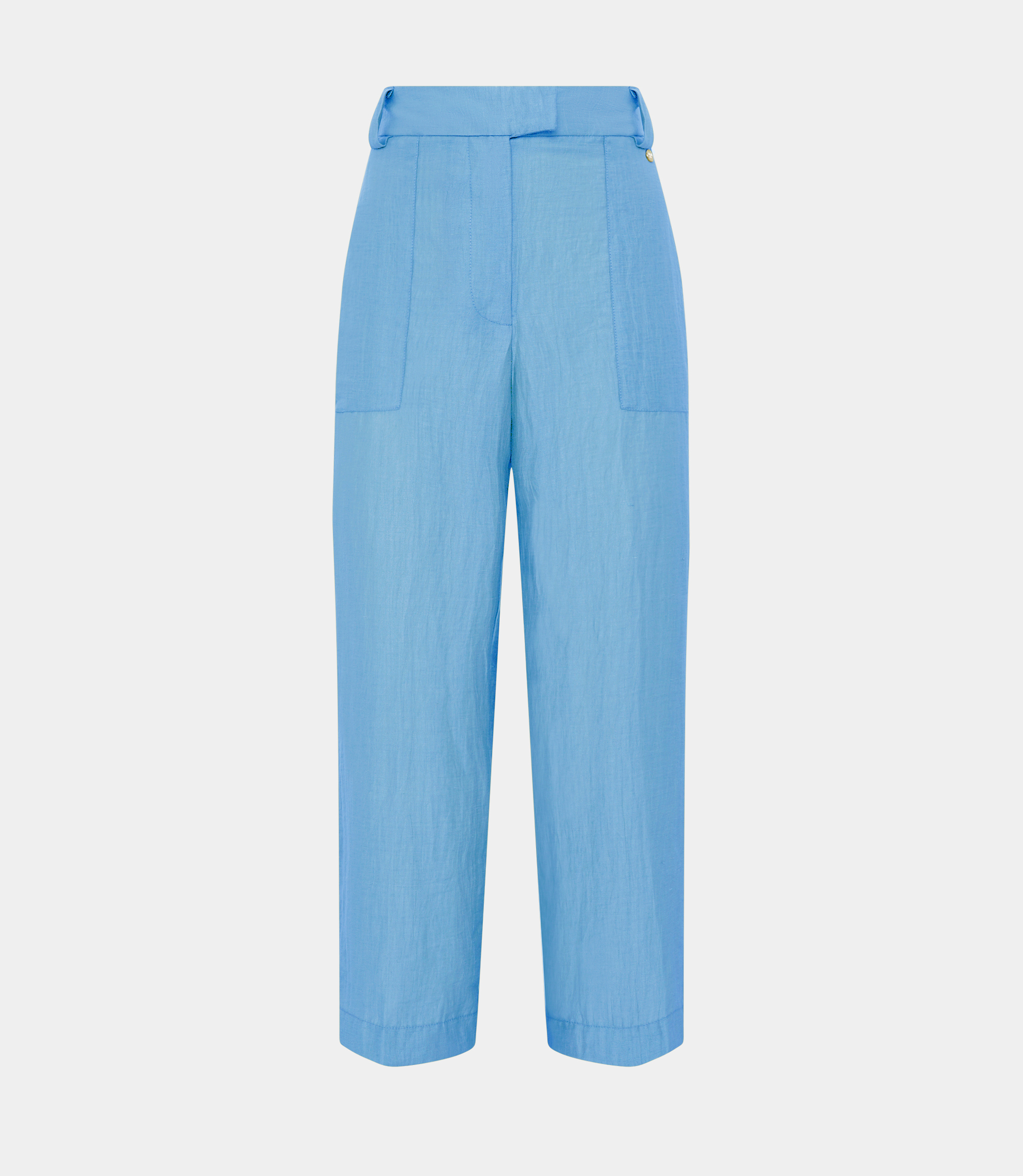 Linen bootcut pant - BLUE - NaraMilano