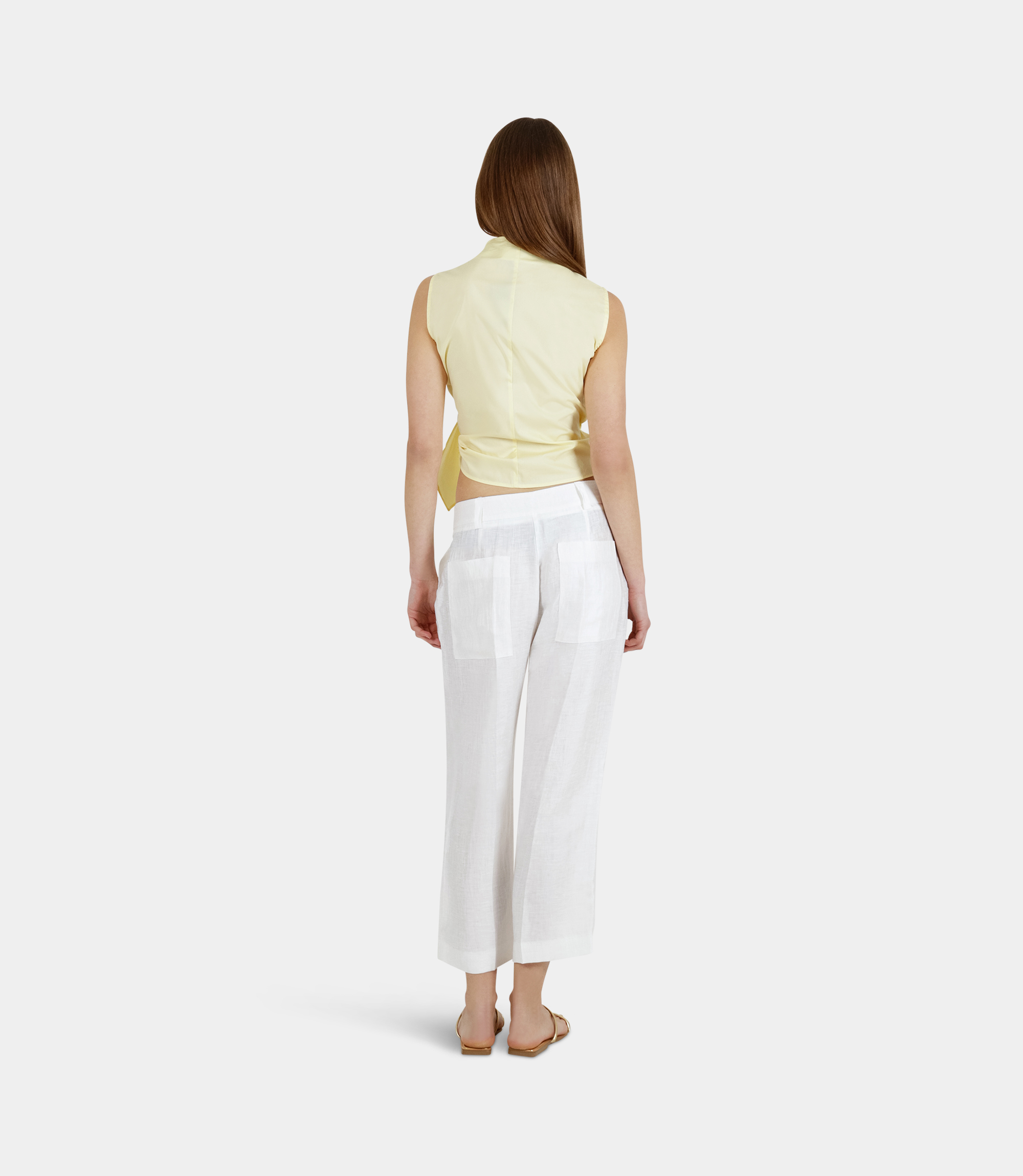 Linen bootcut pant - WHITE - NaraMilano