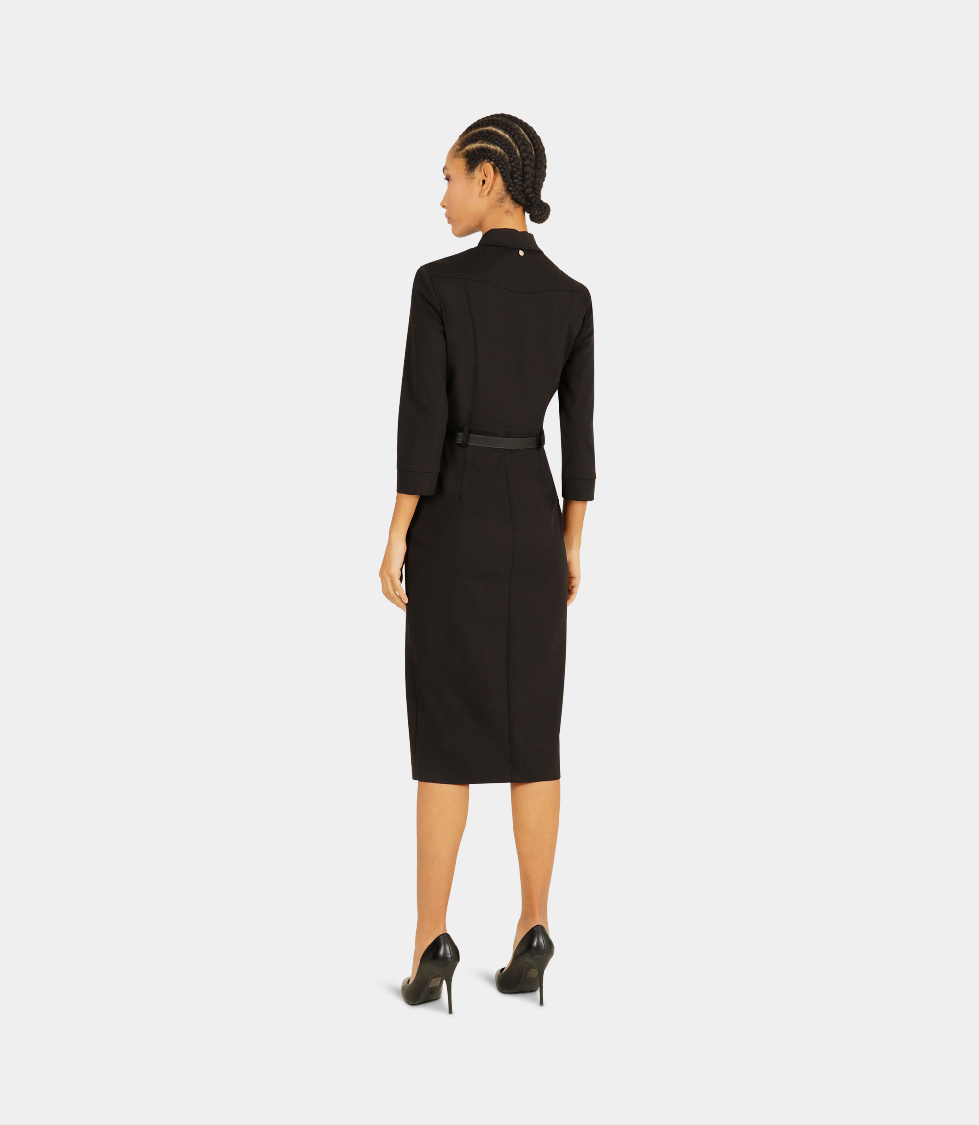 Elegant dress with slit - BLACK - NaraMilano