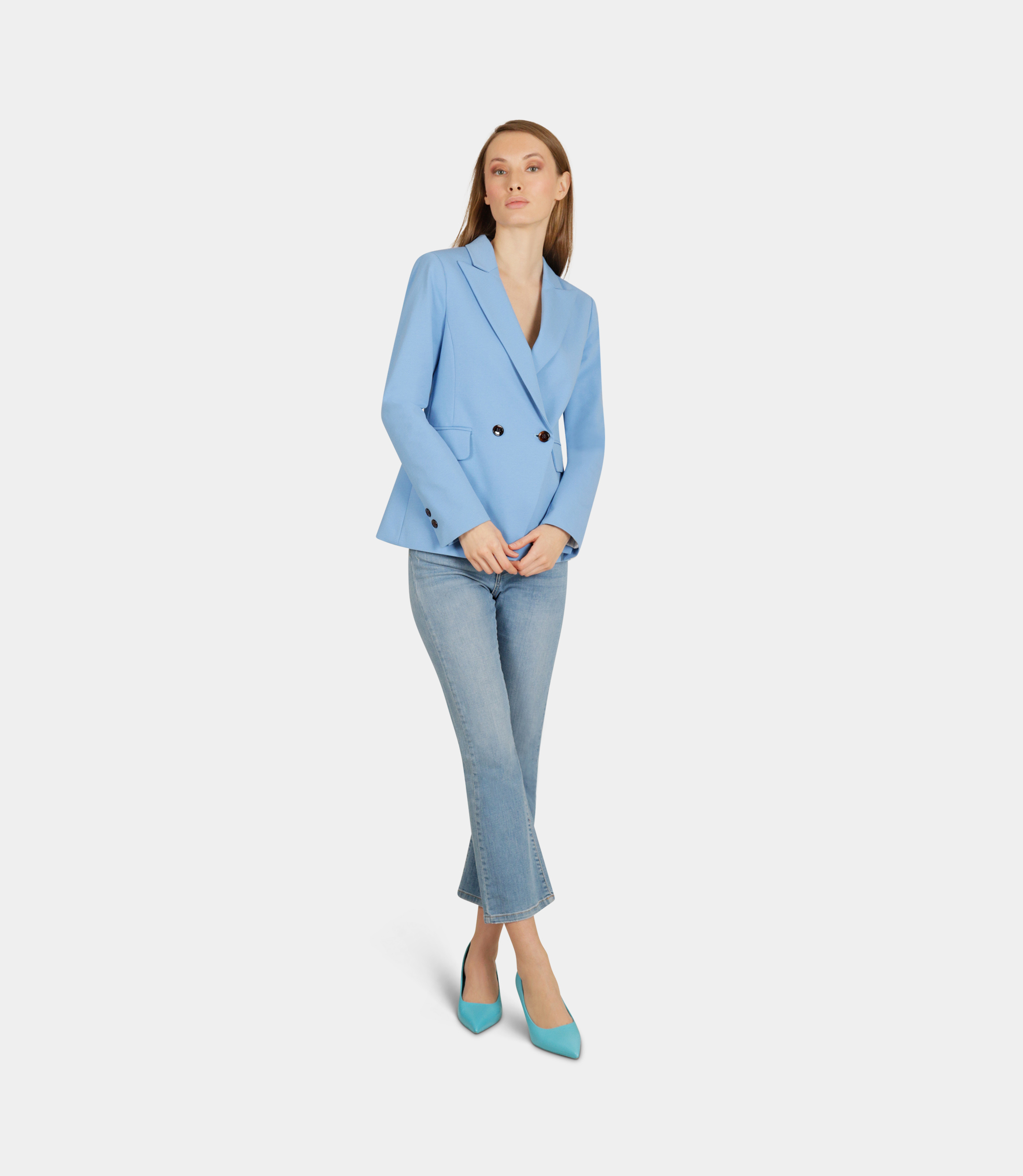 Elegant double-breasted blazer - BLUE - NaraMilano