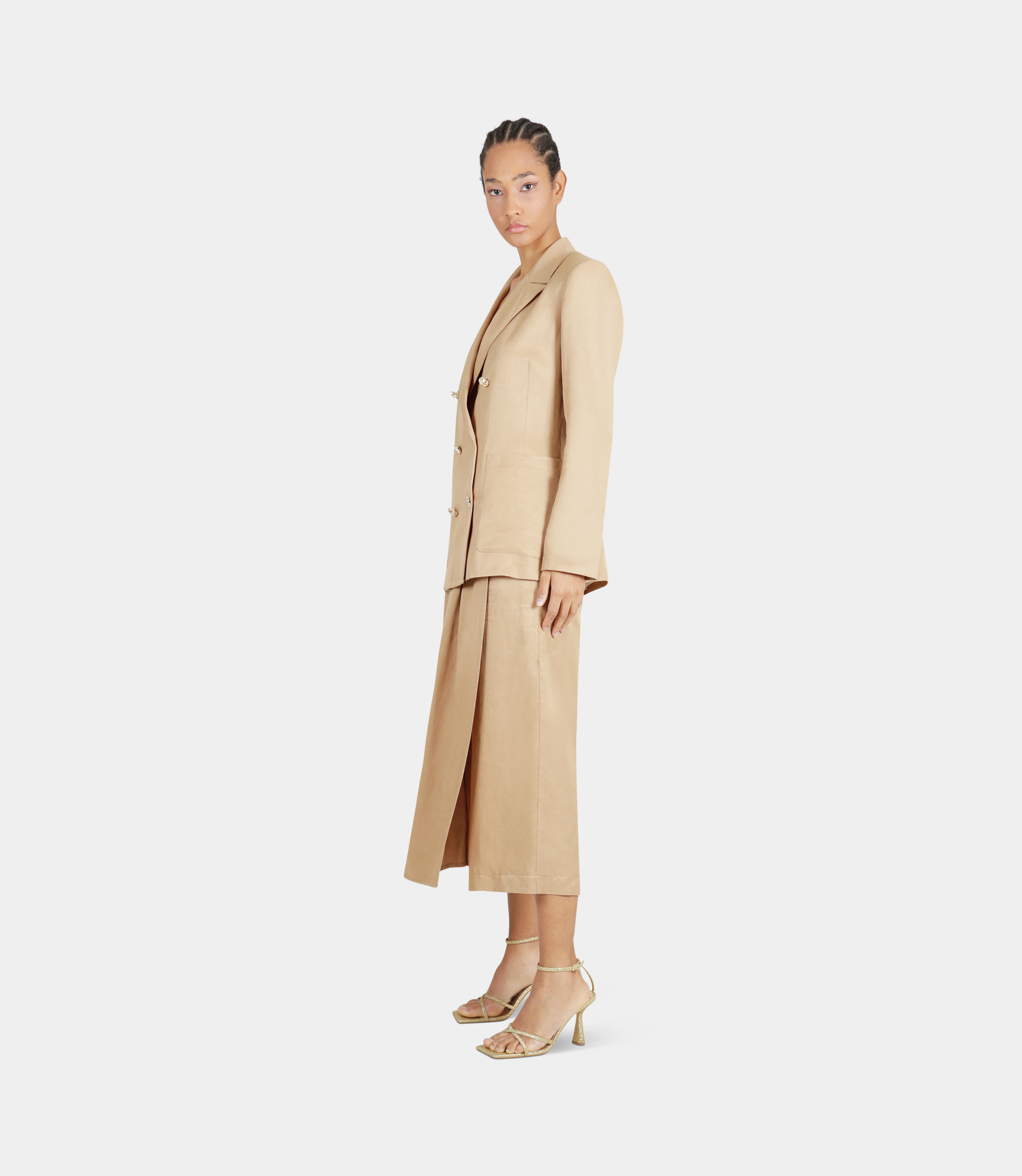 Double-breasted blazer - BROWN - NaraMilano