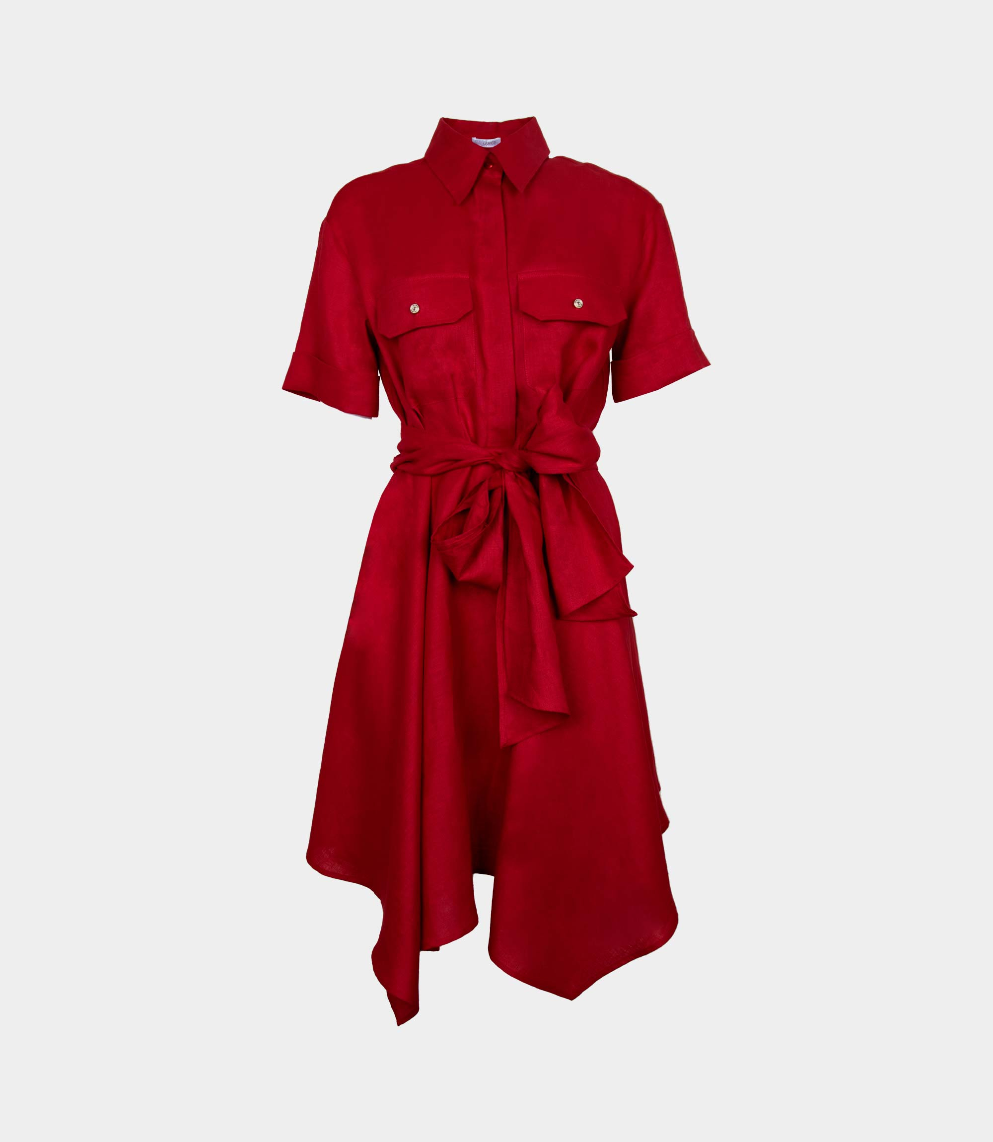 Mini dress with waist sash - RED - NaraMilano