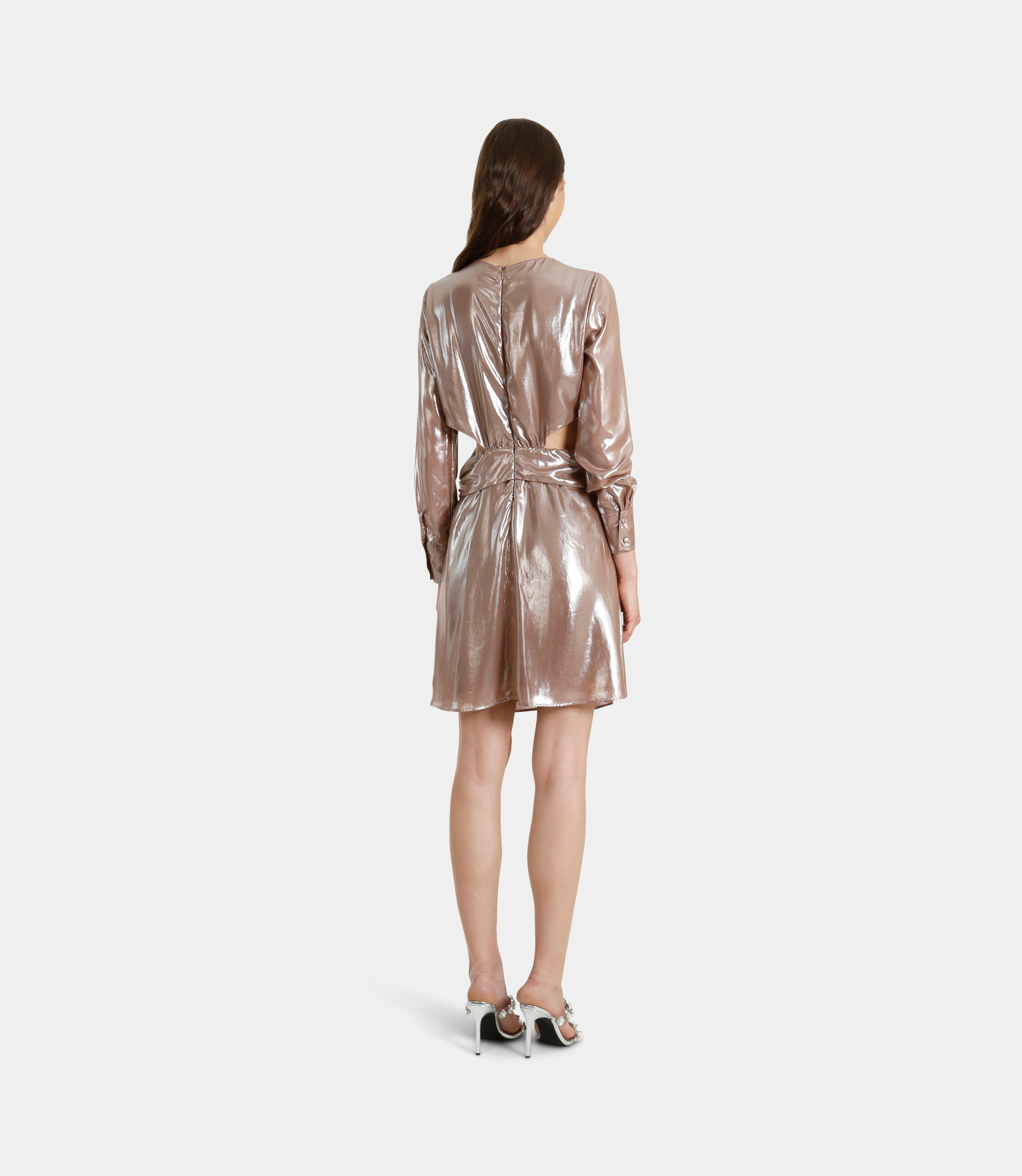 Dress in laminated georgette - BROWN - NaraMilano