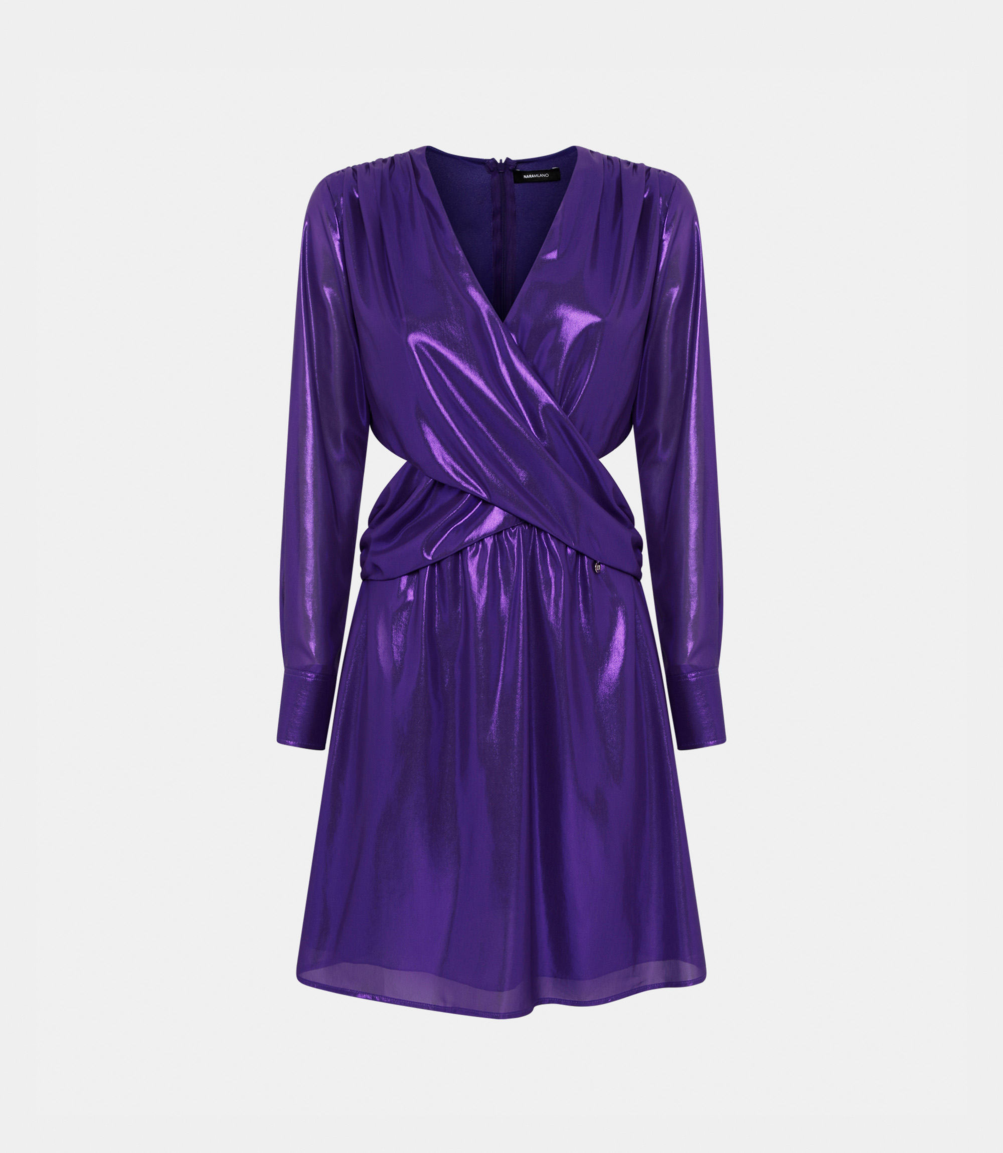 Dress in laminated georgette - Violet - NaraMilano