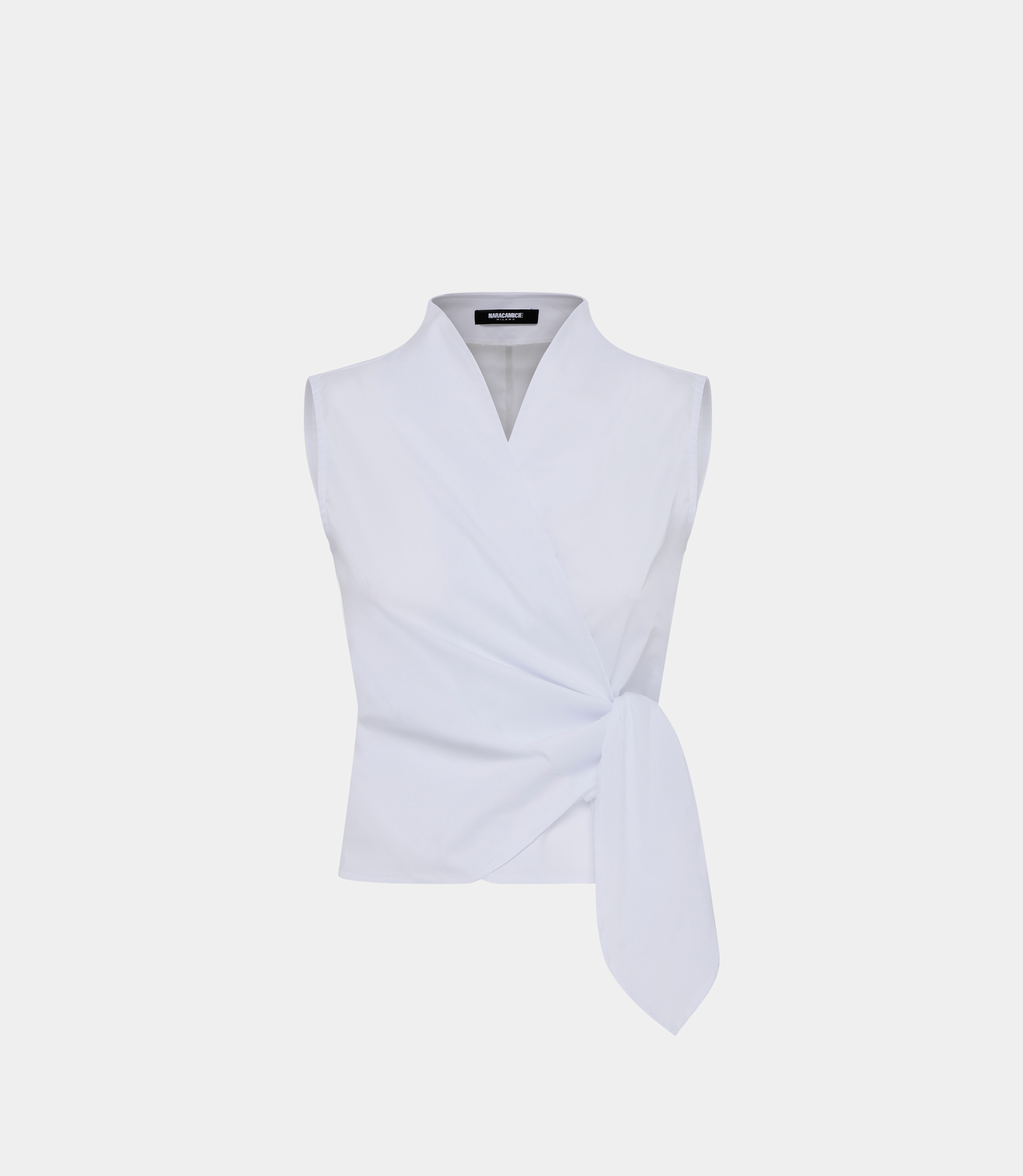 Sleeveless shirt with knot closure - WHITE - NaraMilano