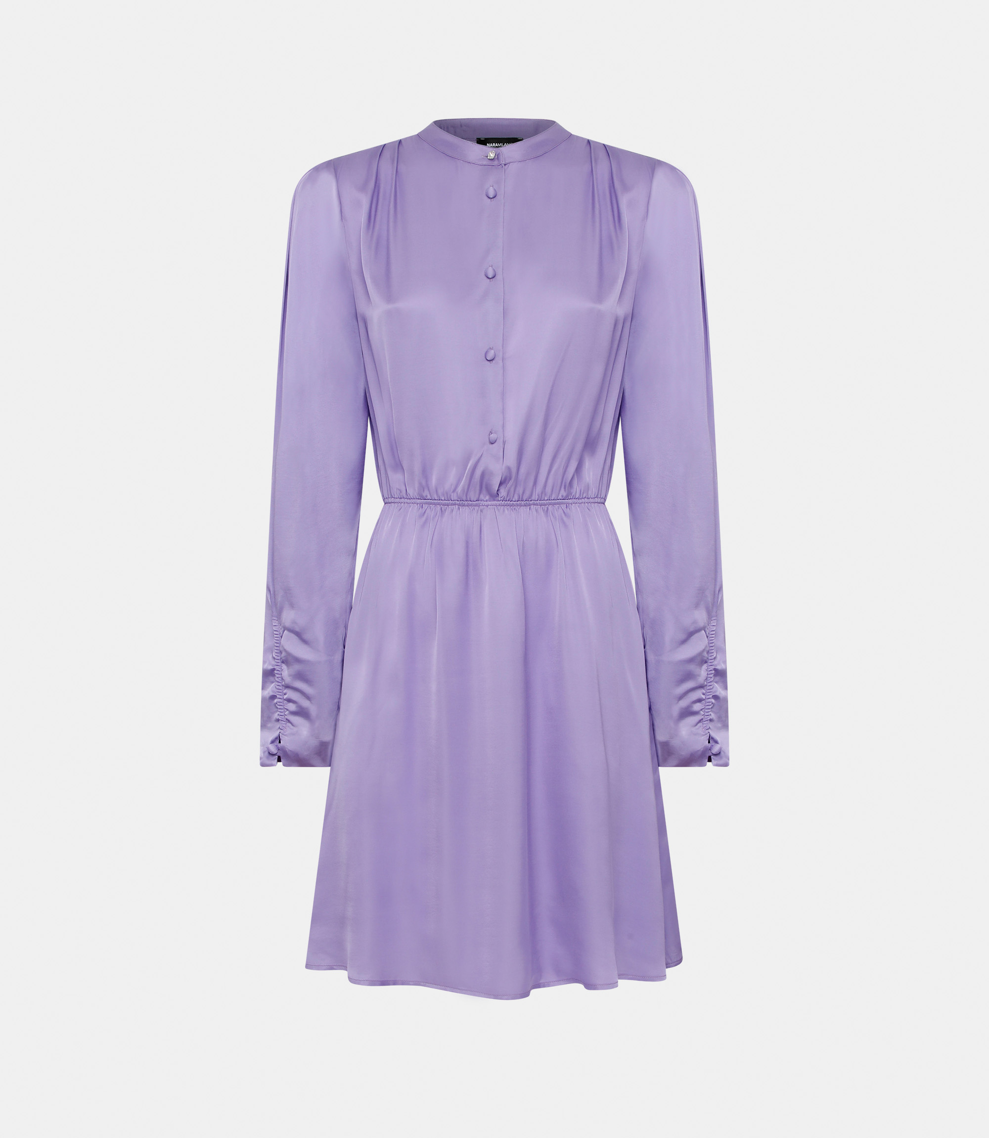 Viscose dress with puff sleeves - Violet - NaraMilano