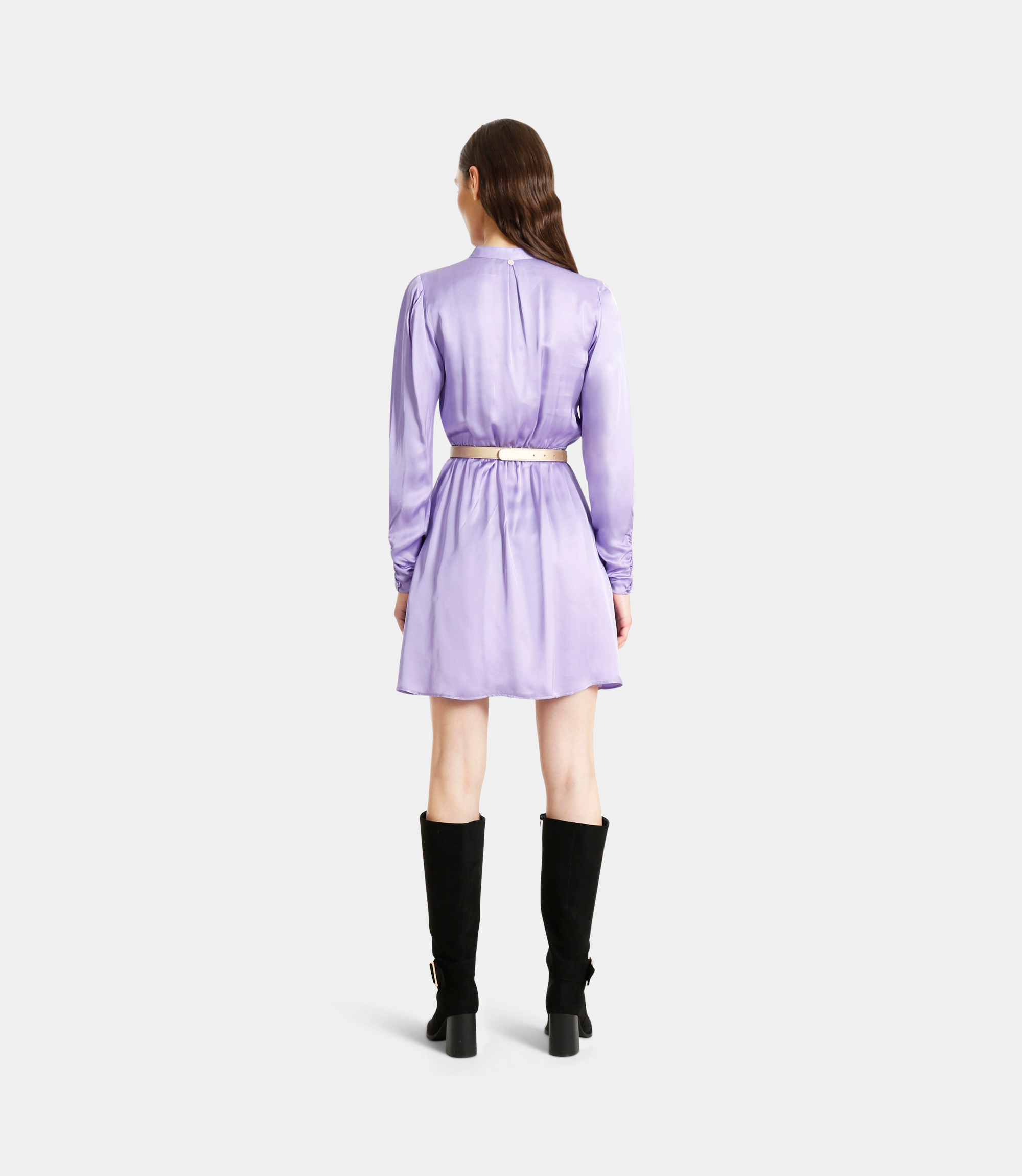 Dress with puff sleeves - Violet - NaraMilano