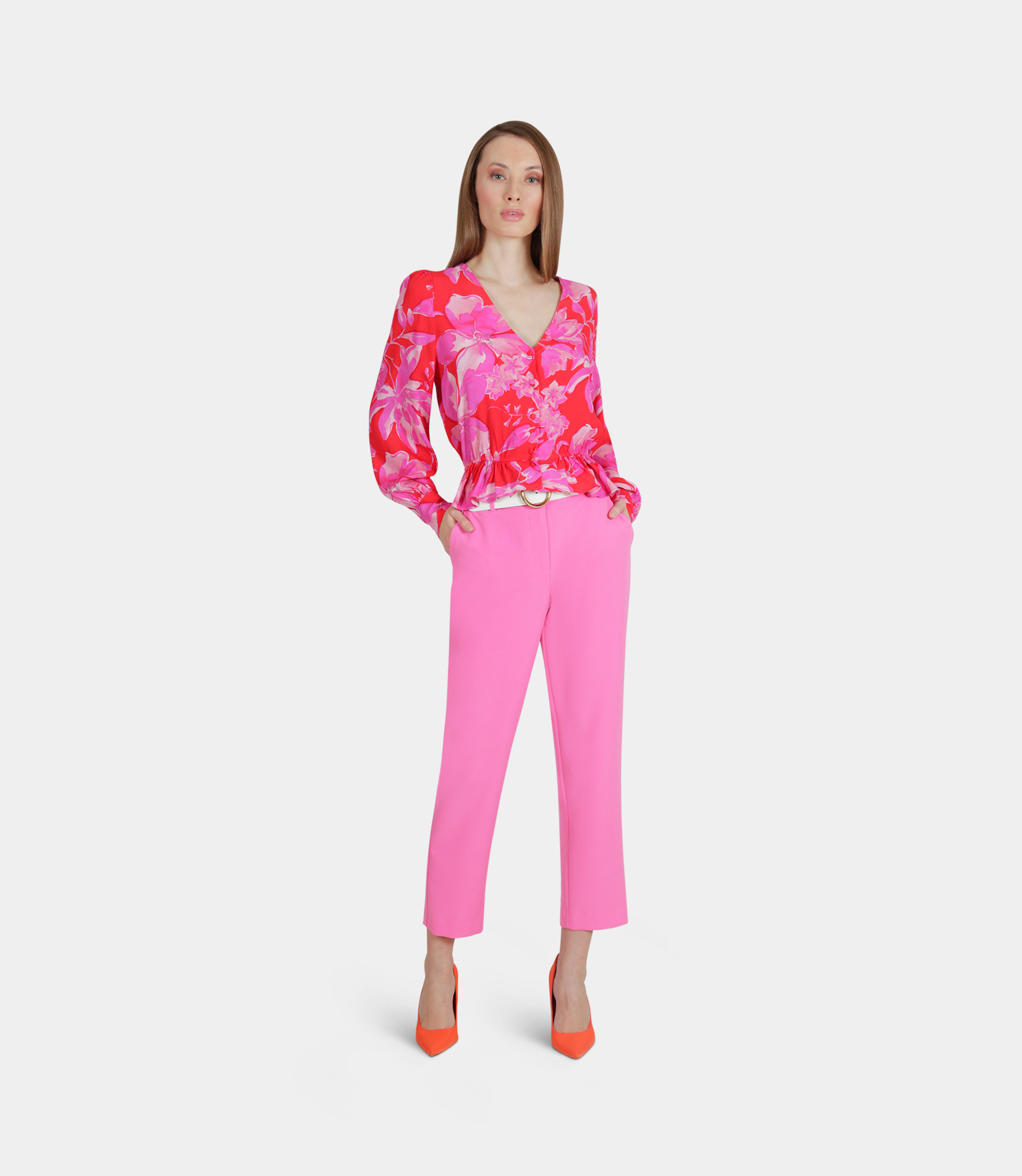 Printed cropped blouse - Printed - NaraMilano