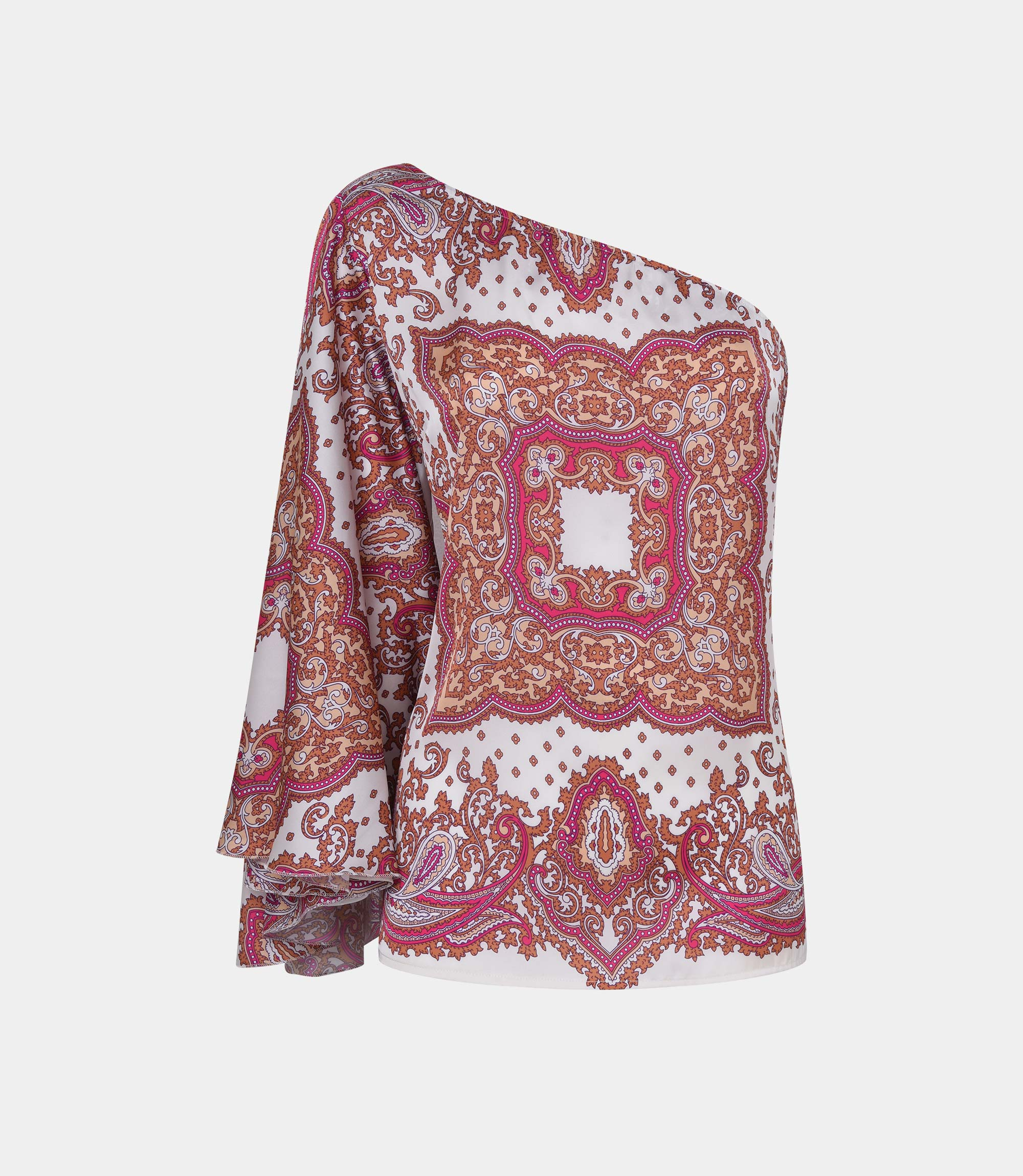 Printed one-shoulder blouse - Printed - NaraMilano
