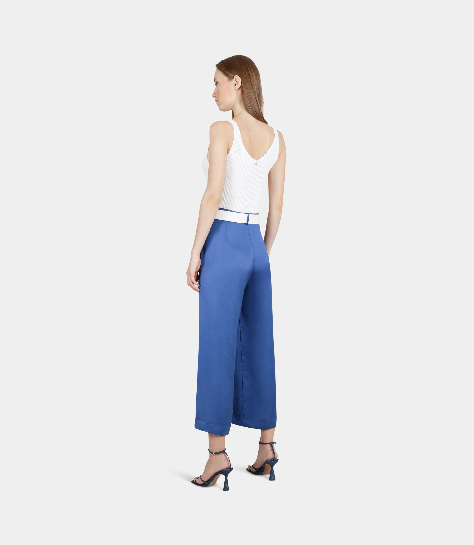 Cropped pants with pleats - BLUE - NaraMilano