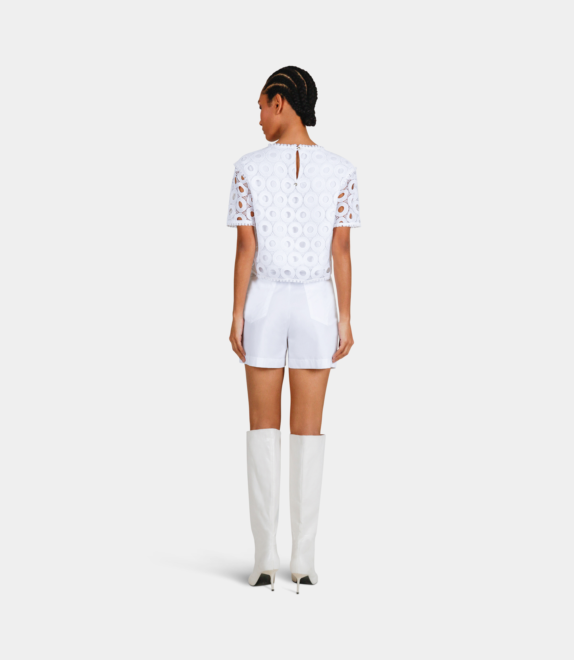 High-waisted shorts - WHITE - NaraMilano