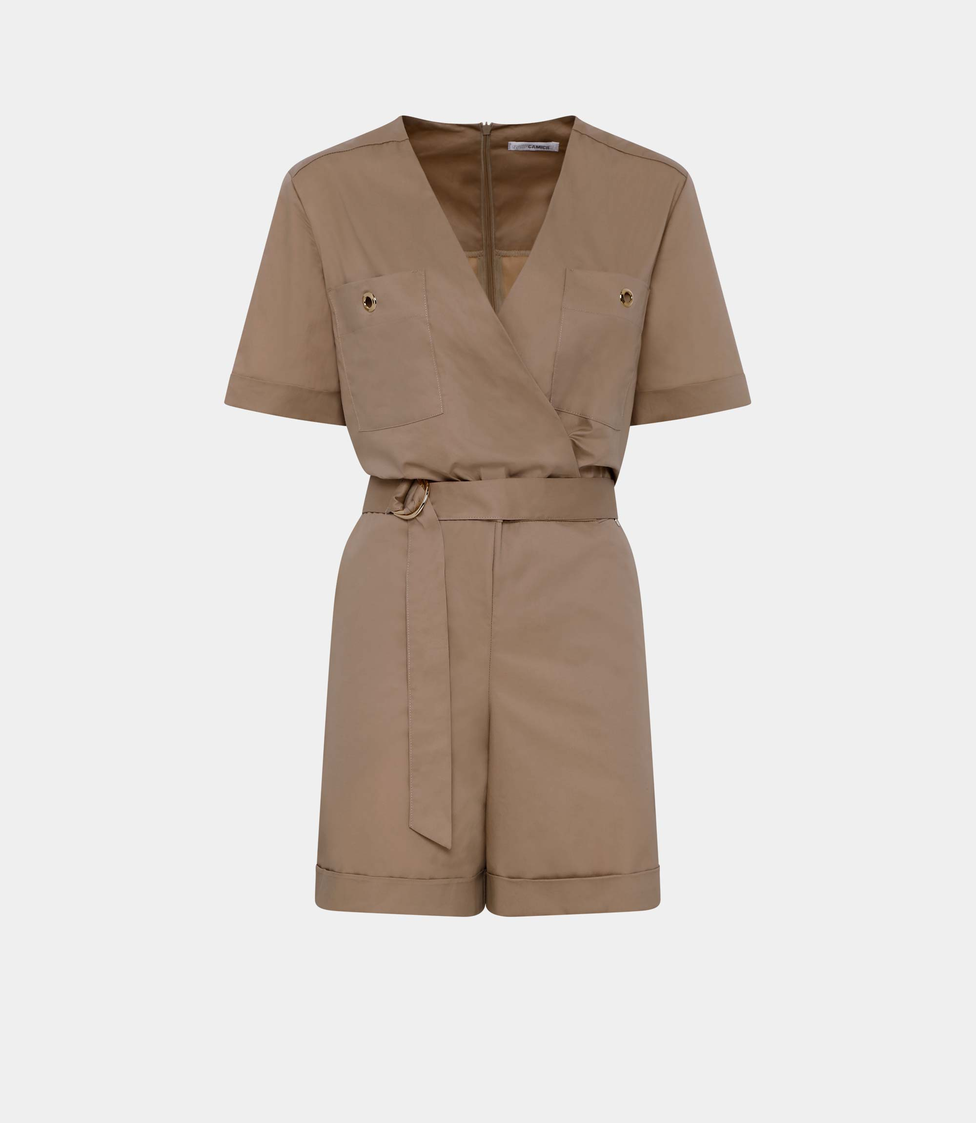 Short jumpsuit with belted waist - YELLOW - NaraMilano