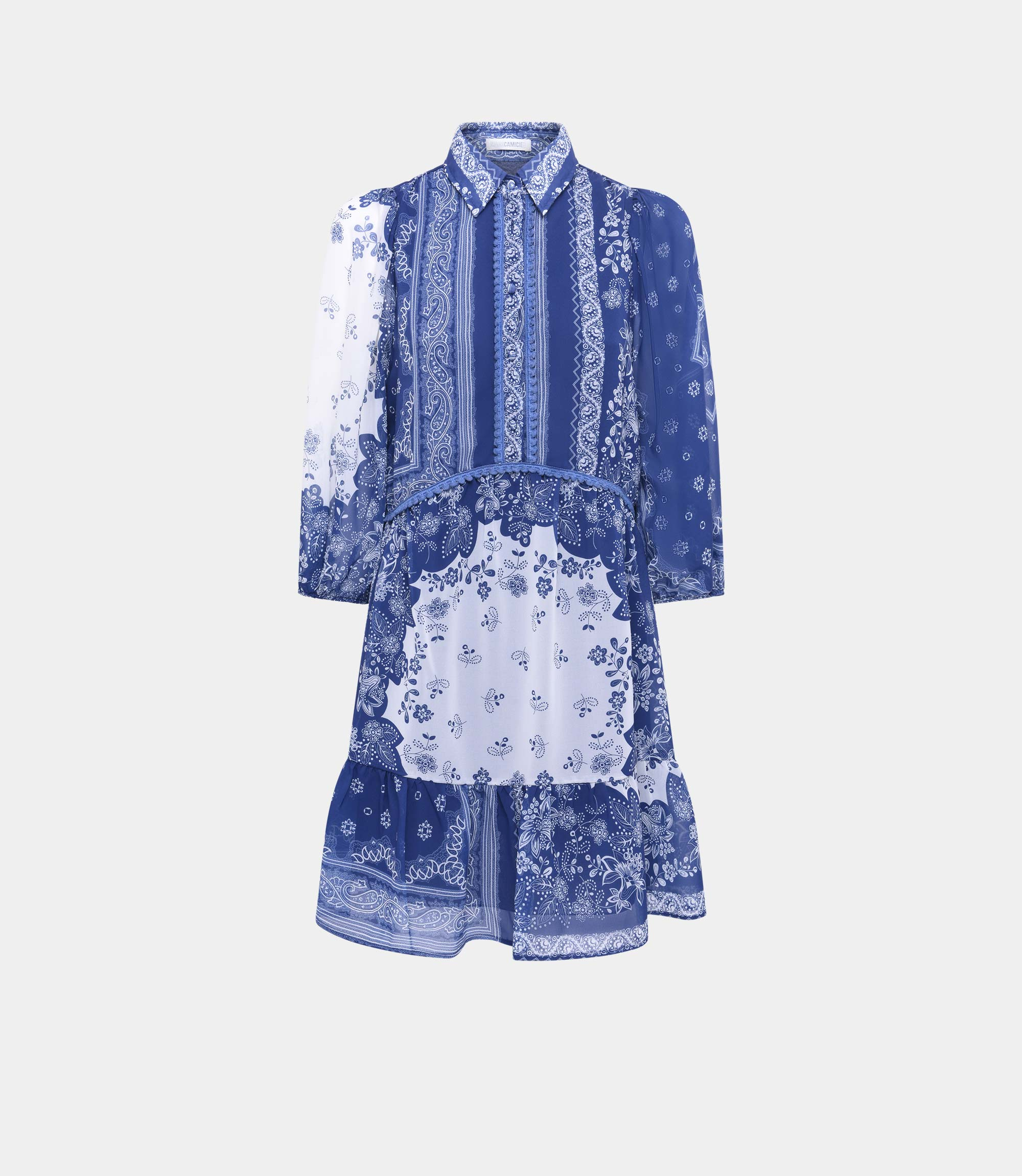 Printed mini dress with ruffle - Printed - NaraMilano