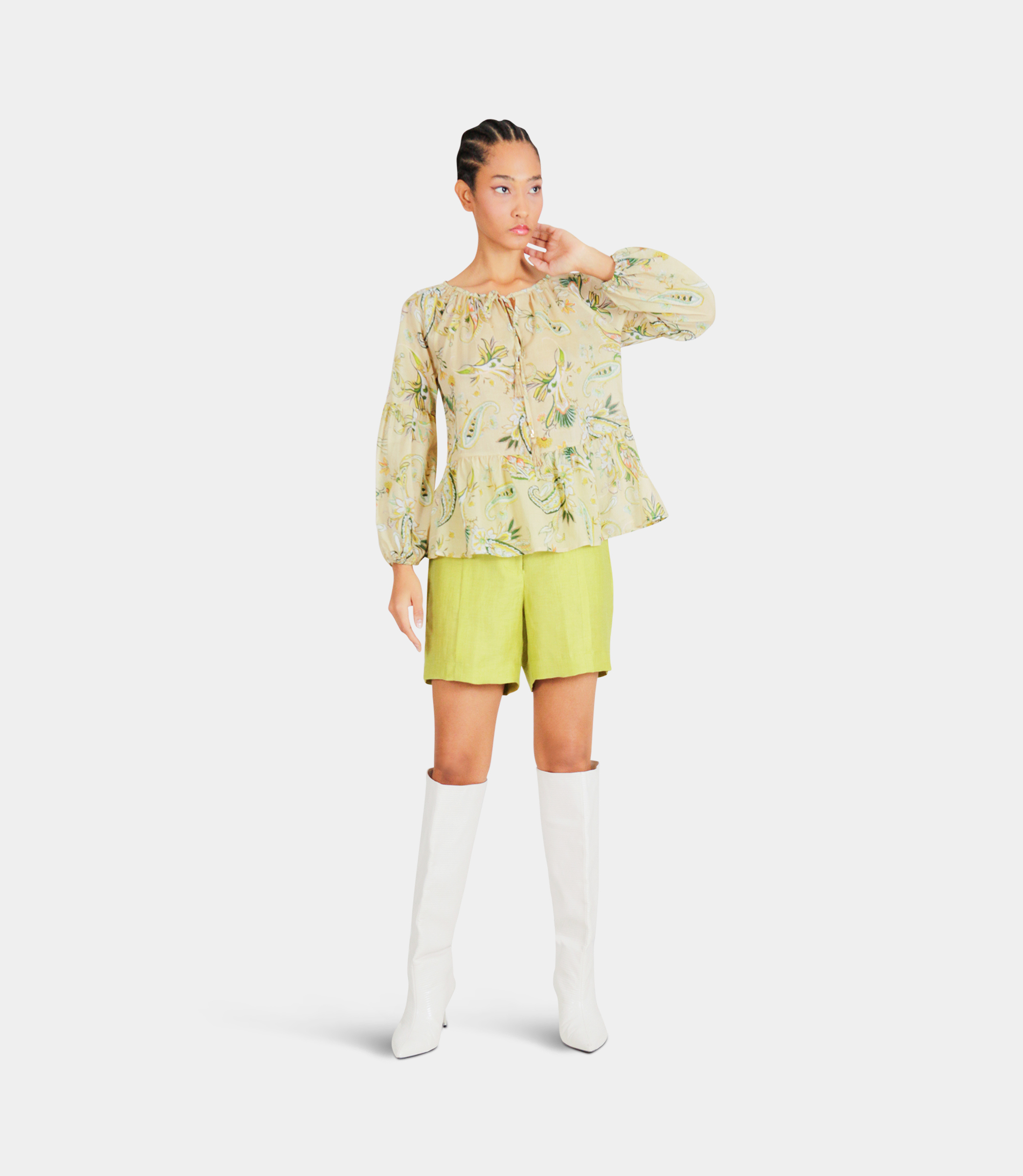Printed blouse with balloon sleeves - Printed - NaraMilano