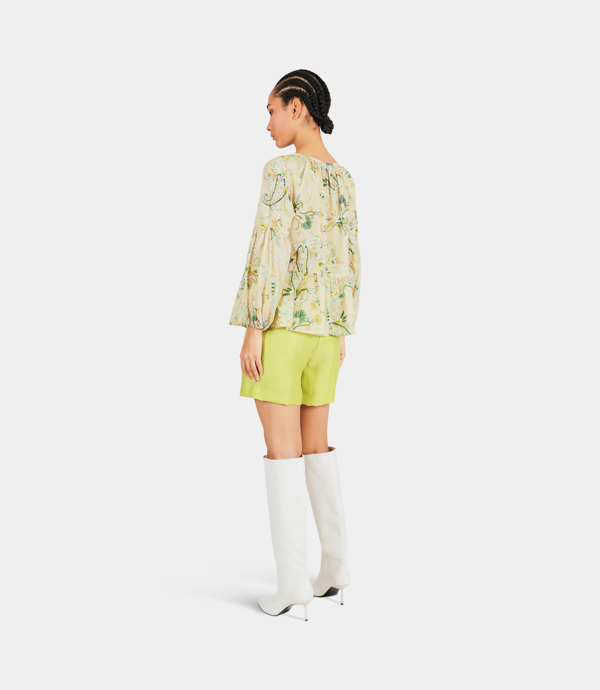 Printed blouse with balloon sleeves - Printed - NaraMilano