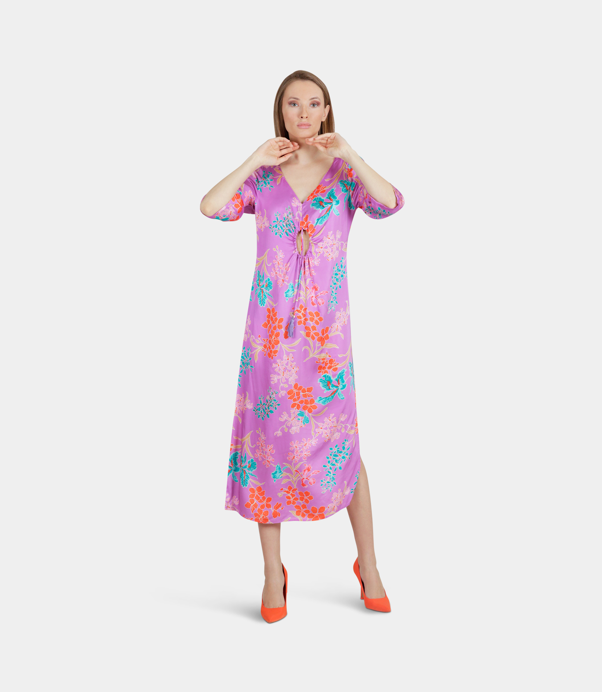 Printed long dress - Printed - NaraMilano
