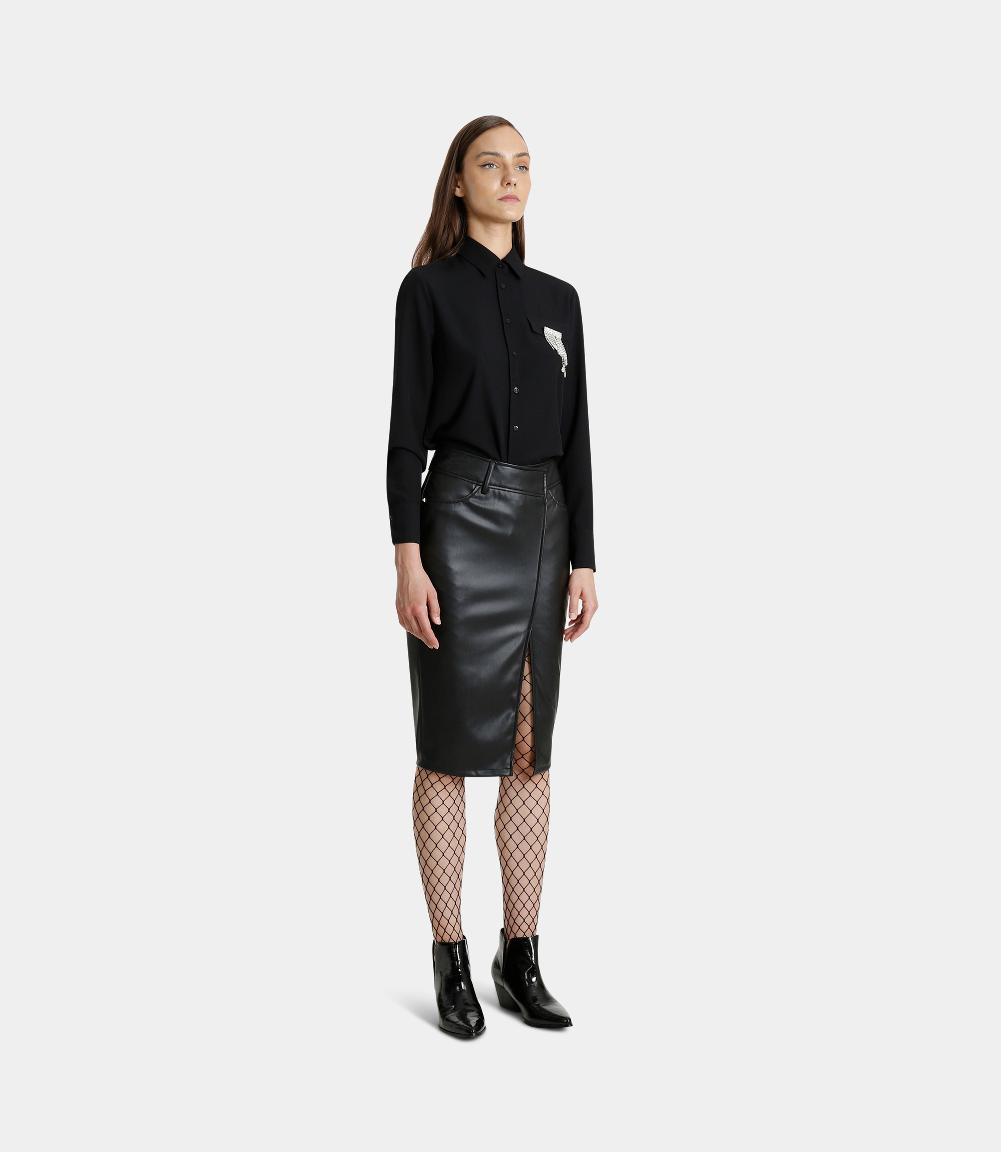 Slim-fit tube skirt - BLACK - NaraMilano