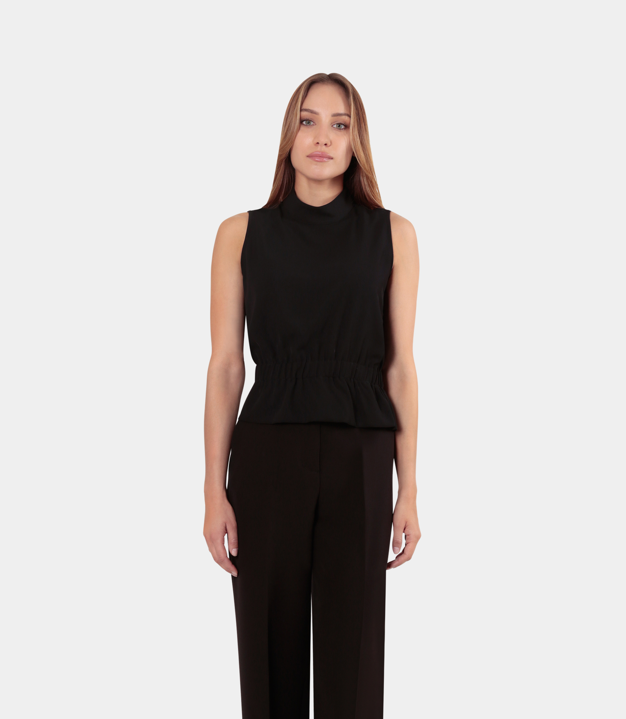 Sleeveless blouse in cadi - BLACK - NaraMilano